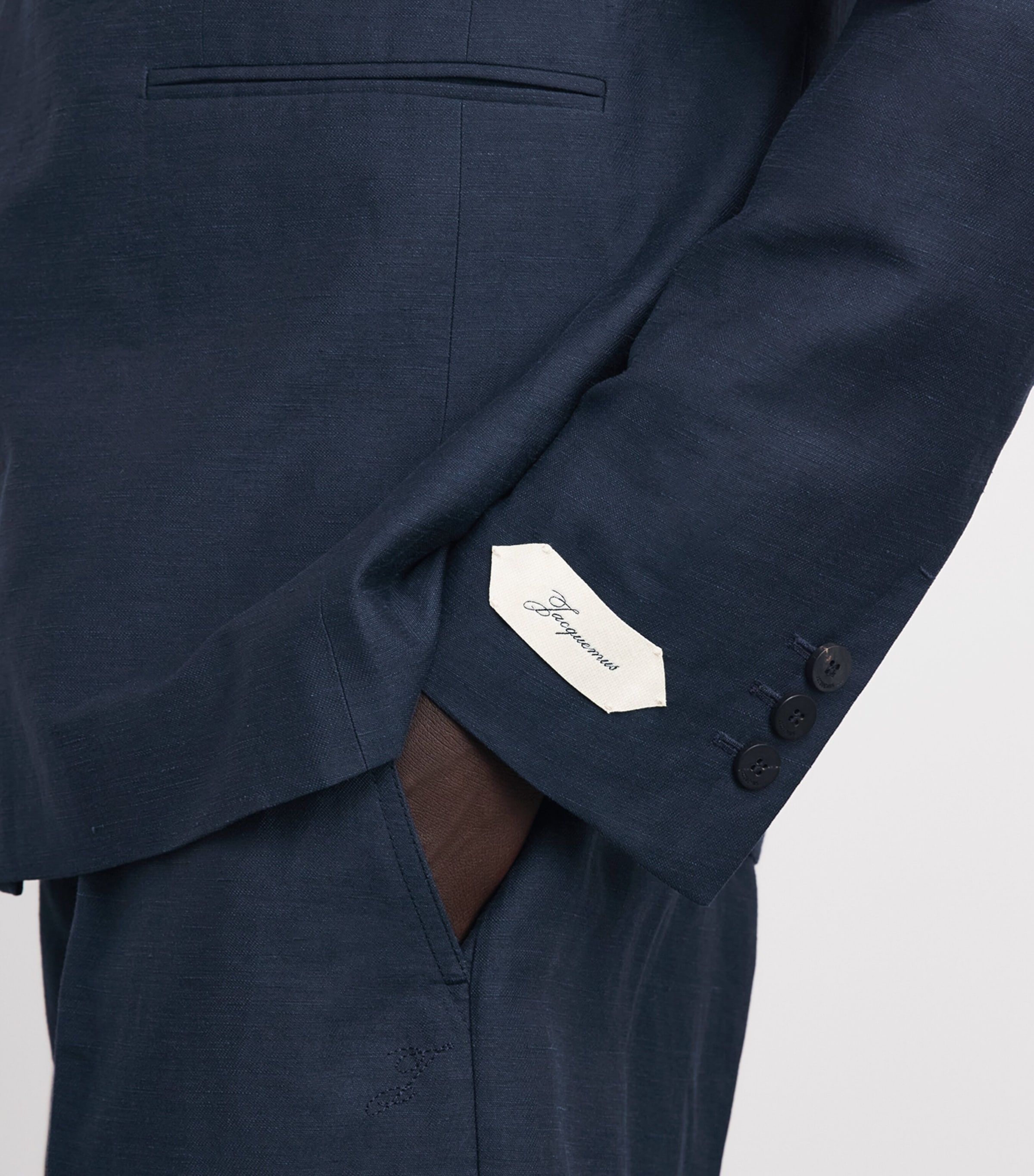 Jacquemus Mens Linen-Blend Melo Blazer Dark Navy/ Image 3