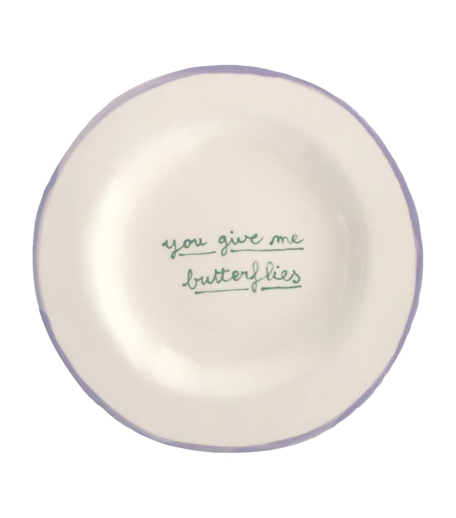 You Give Me Butterflies Dessert Plate (22cm) LILAC AND GREEN Image 1