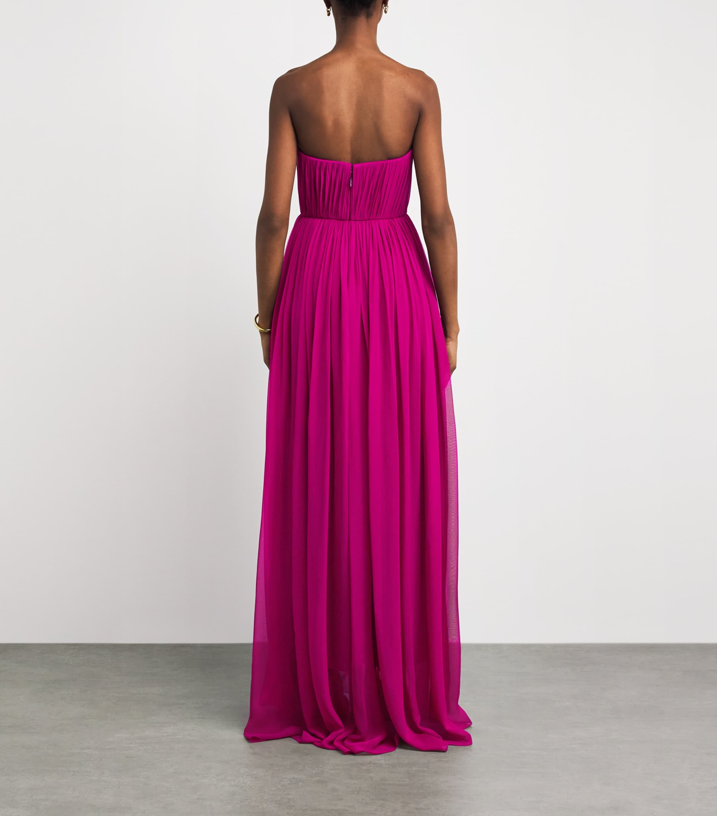 Pamella Roland Womens Silk Chiffon Embellished Gown Bordeaux Image 4