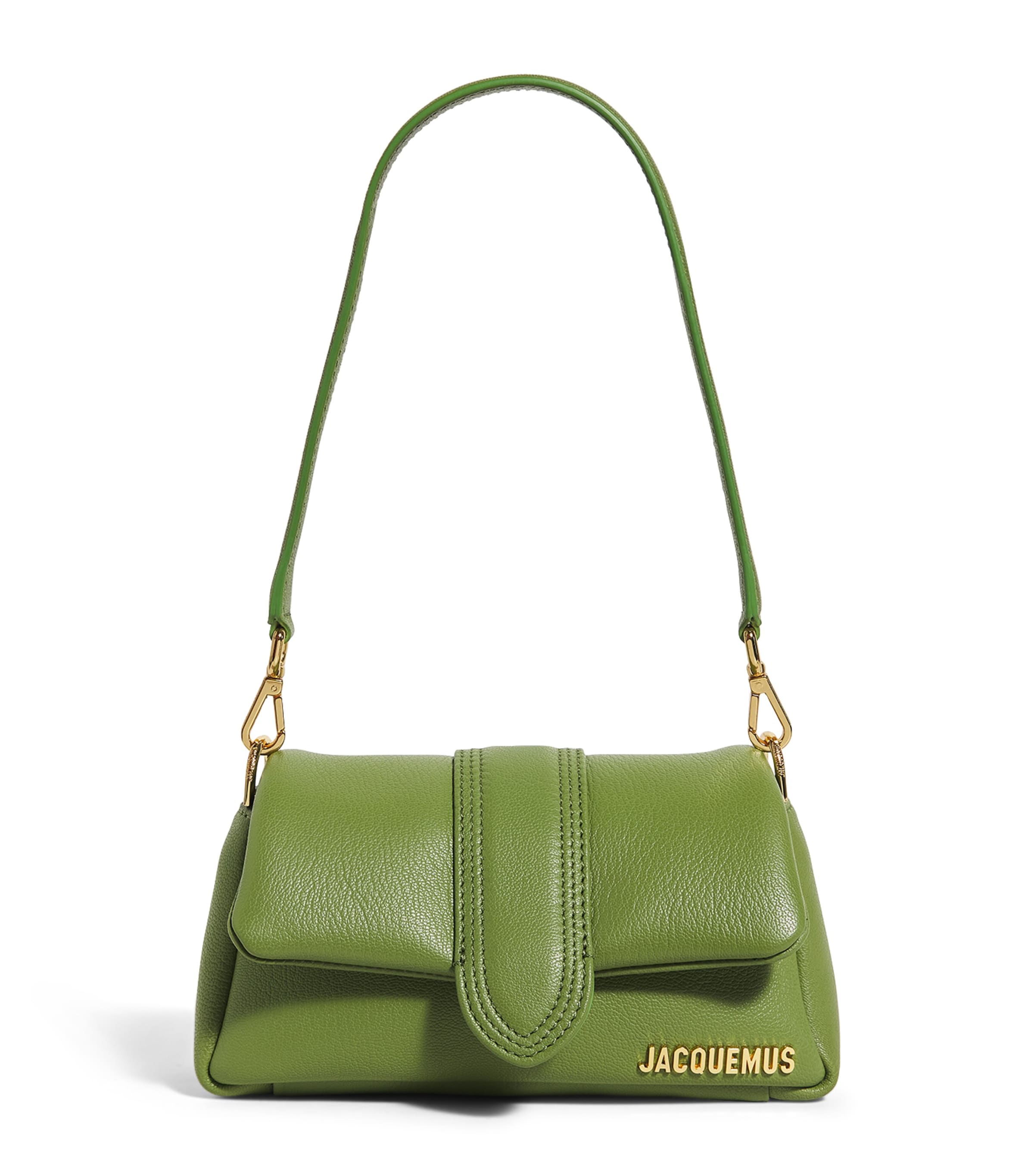 Shop Jacquemus Mini Leather Le Bambimou Clutch Bag In Green