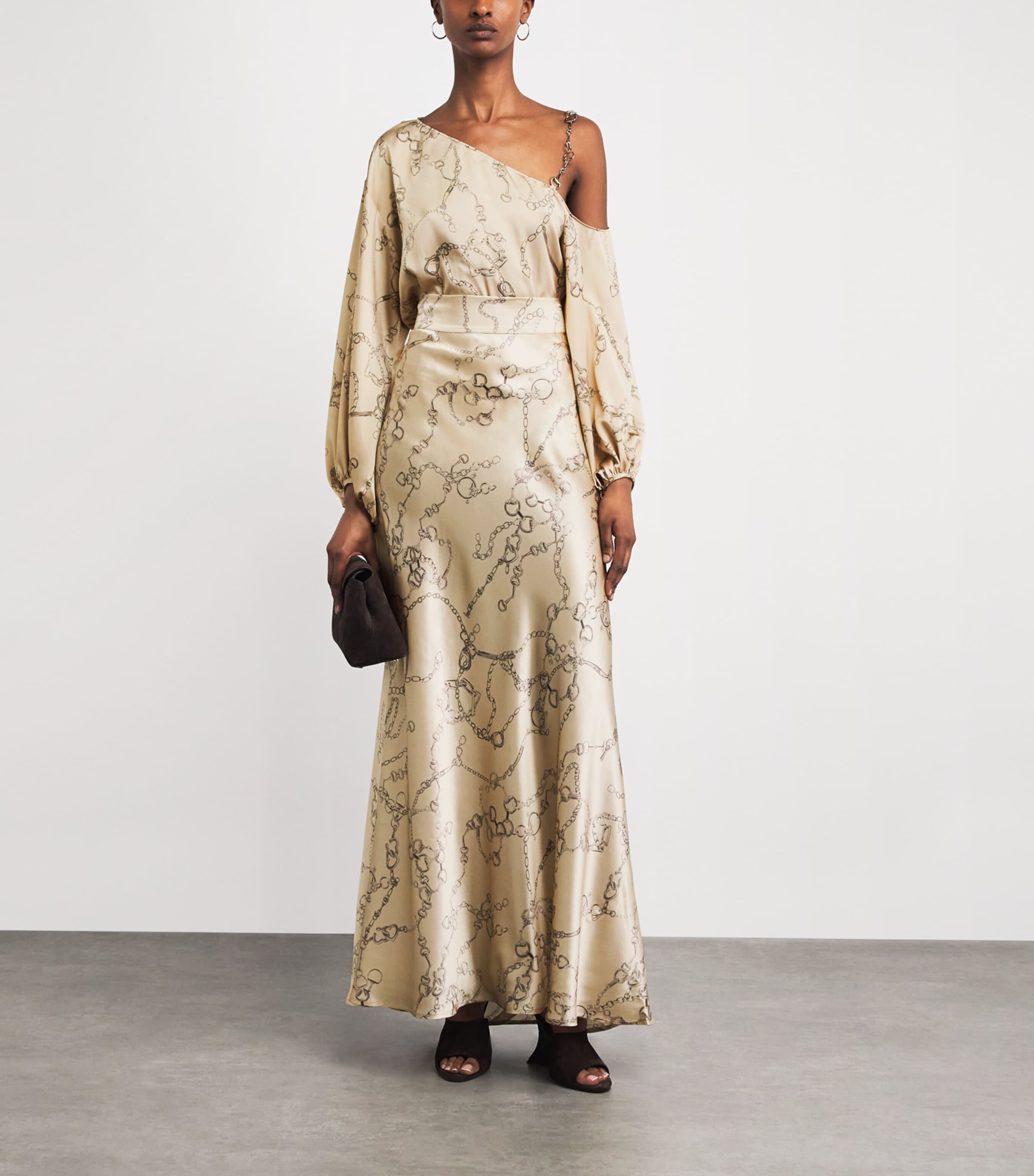 L'Agence Womens Silk Ryker Maxi Skirt Gbuu Mcdmia Hrt Chn Image 2