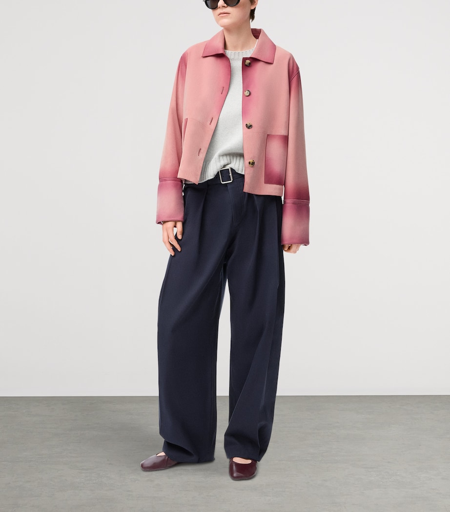 LOEWE Womens Lambskin Turn-Up Jacket Pink Image 2