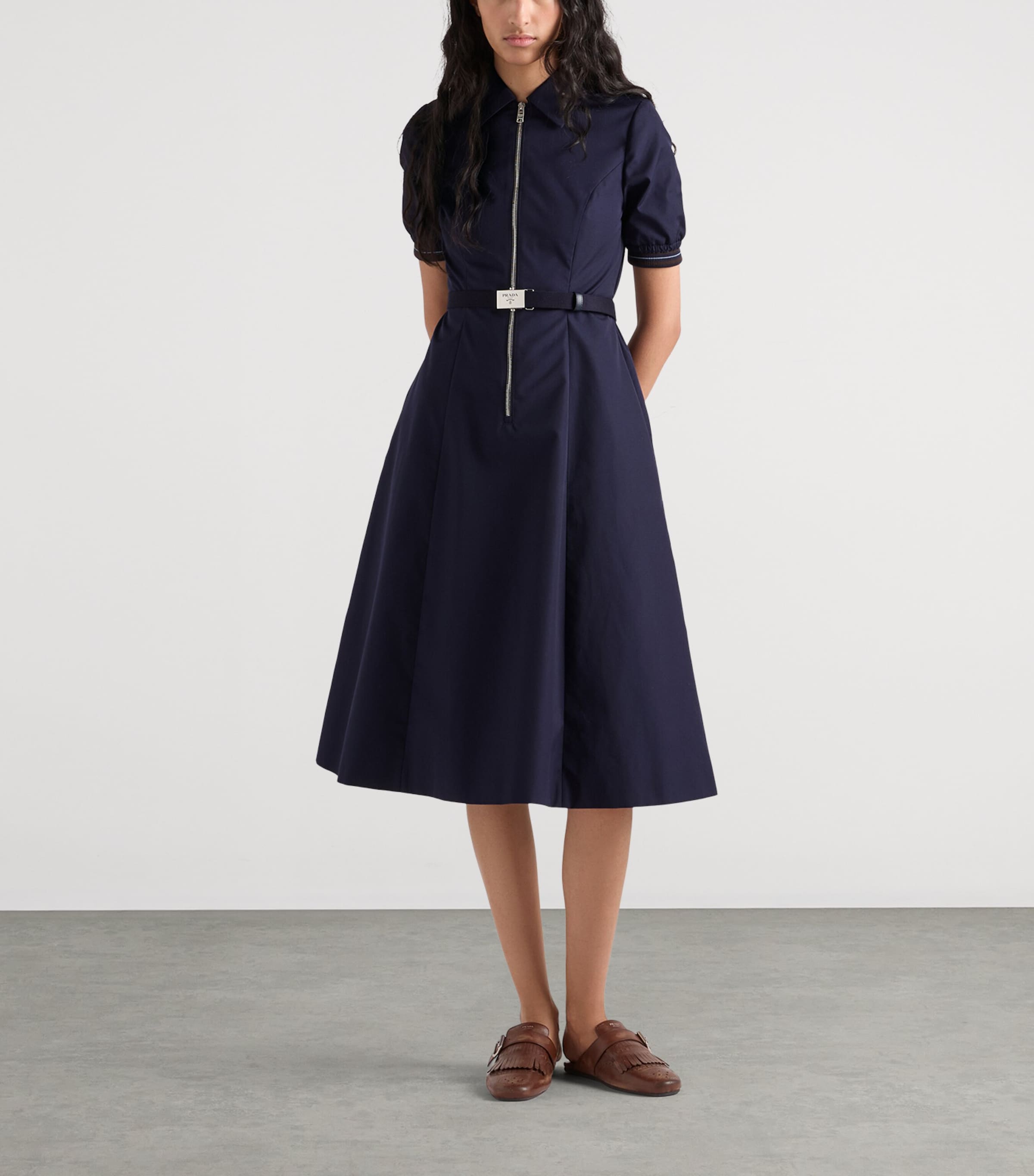 Prada Womens Poplin Shirt Midi Dress Image 2