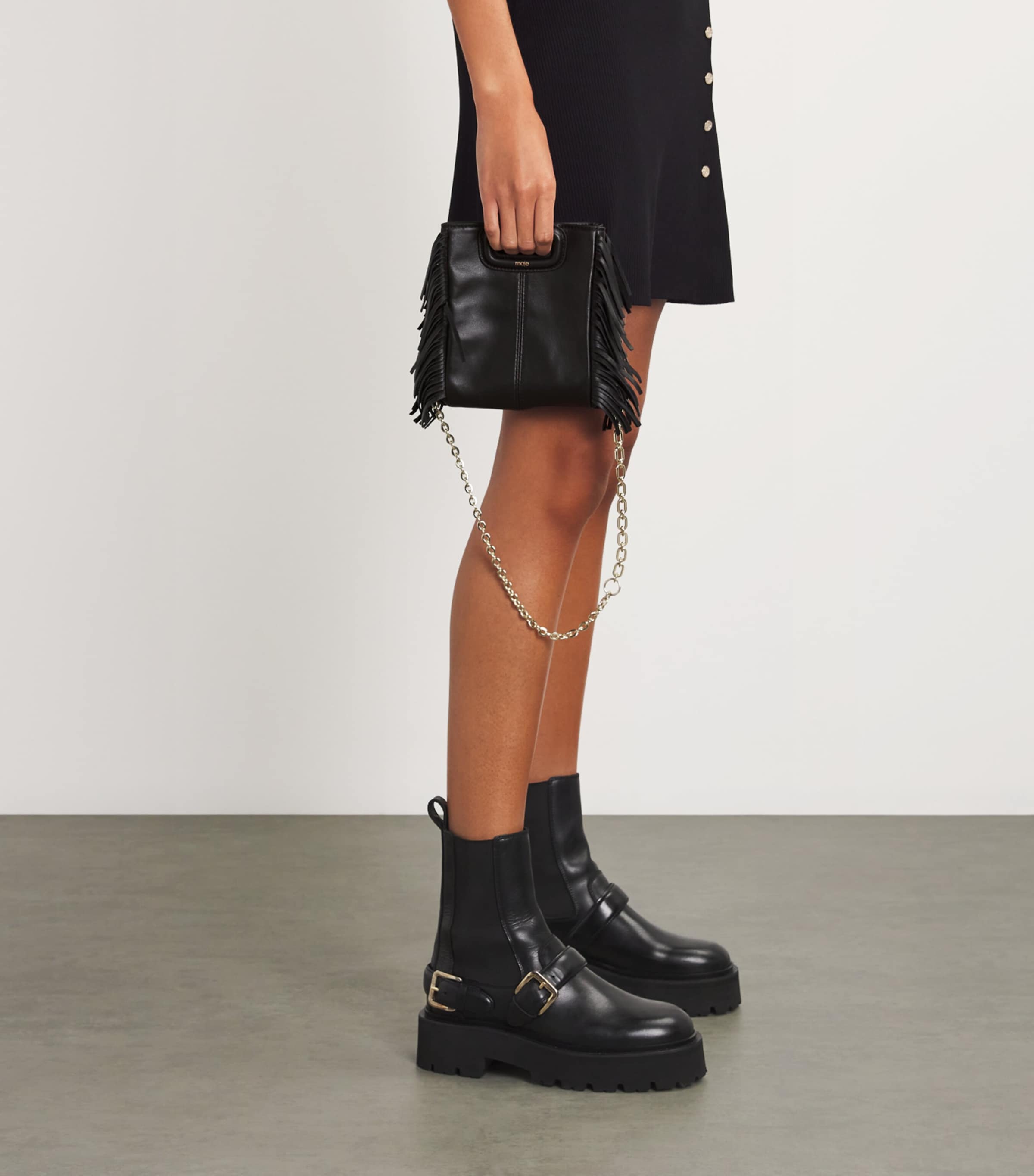 Mini Leather 'M' Top-Handle Bag BLACK Image 5