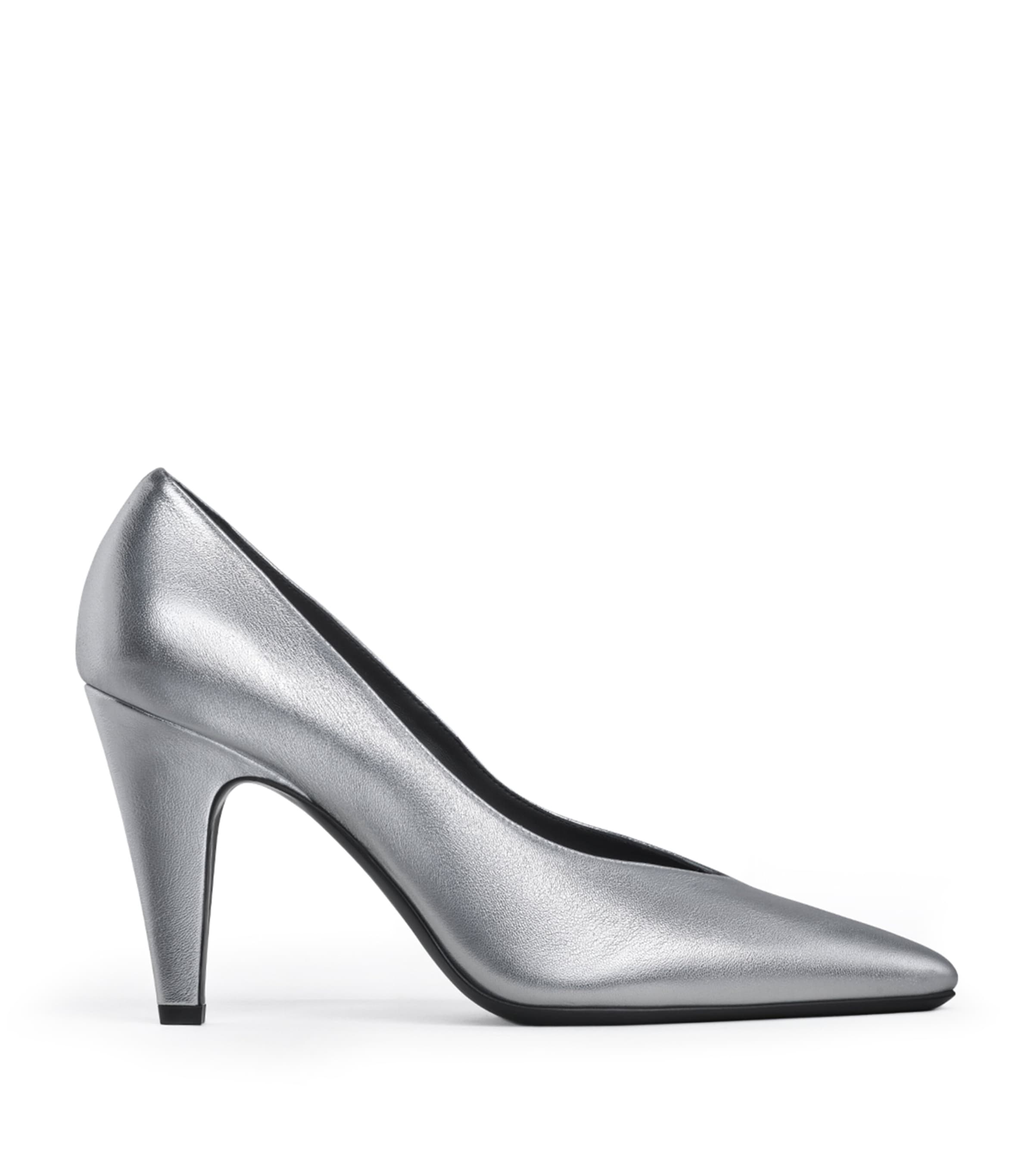 ALAÏA ALAÏA METALLIC LEATHER CONE PUMPS 90