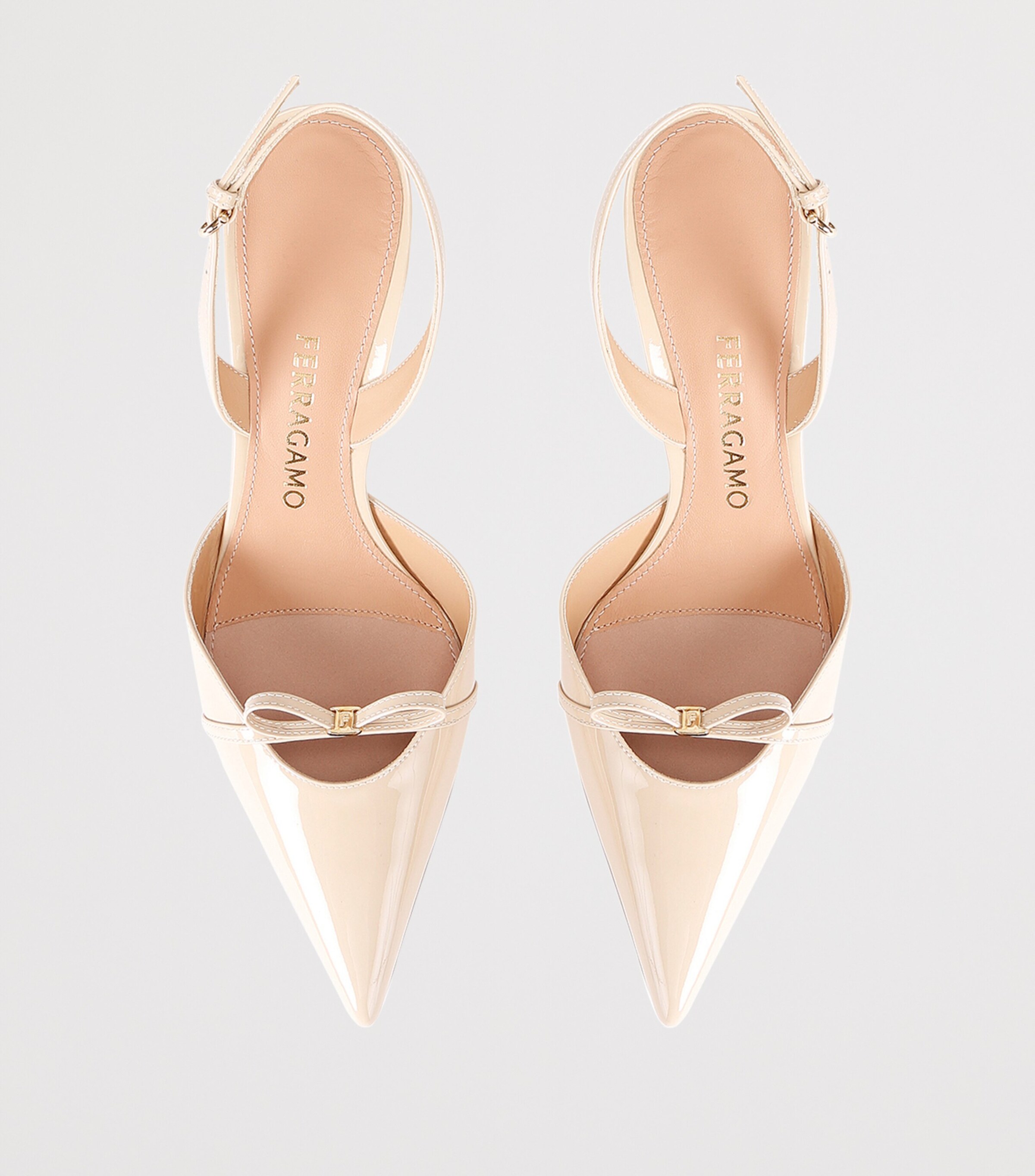 Salvatore Ferragamo Womens Leather Gylla Slingback Heels 70 Beige Image 4
