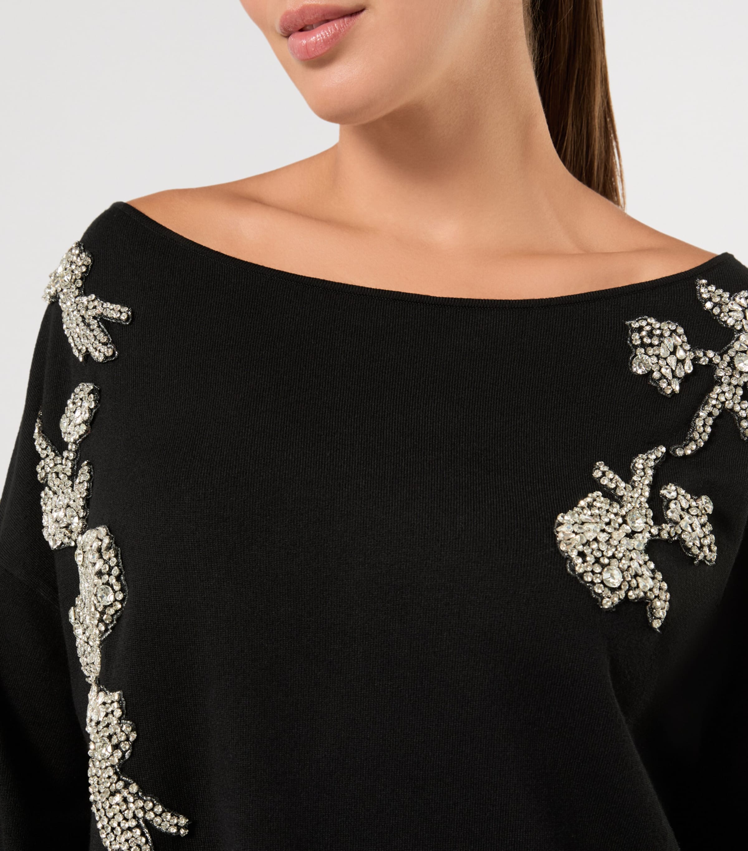 Marina Rinaldi Womens Embellished Sweater Black Image 5