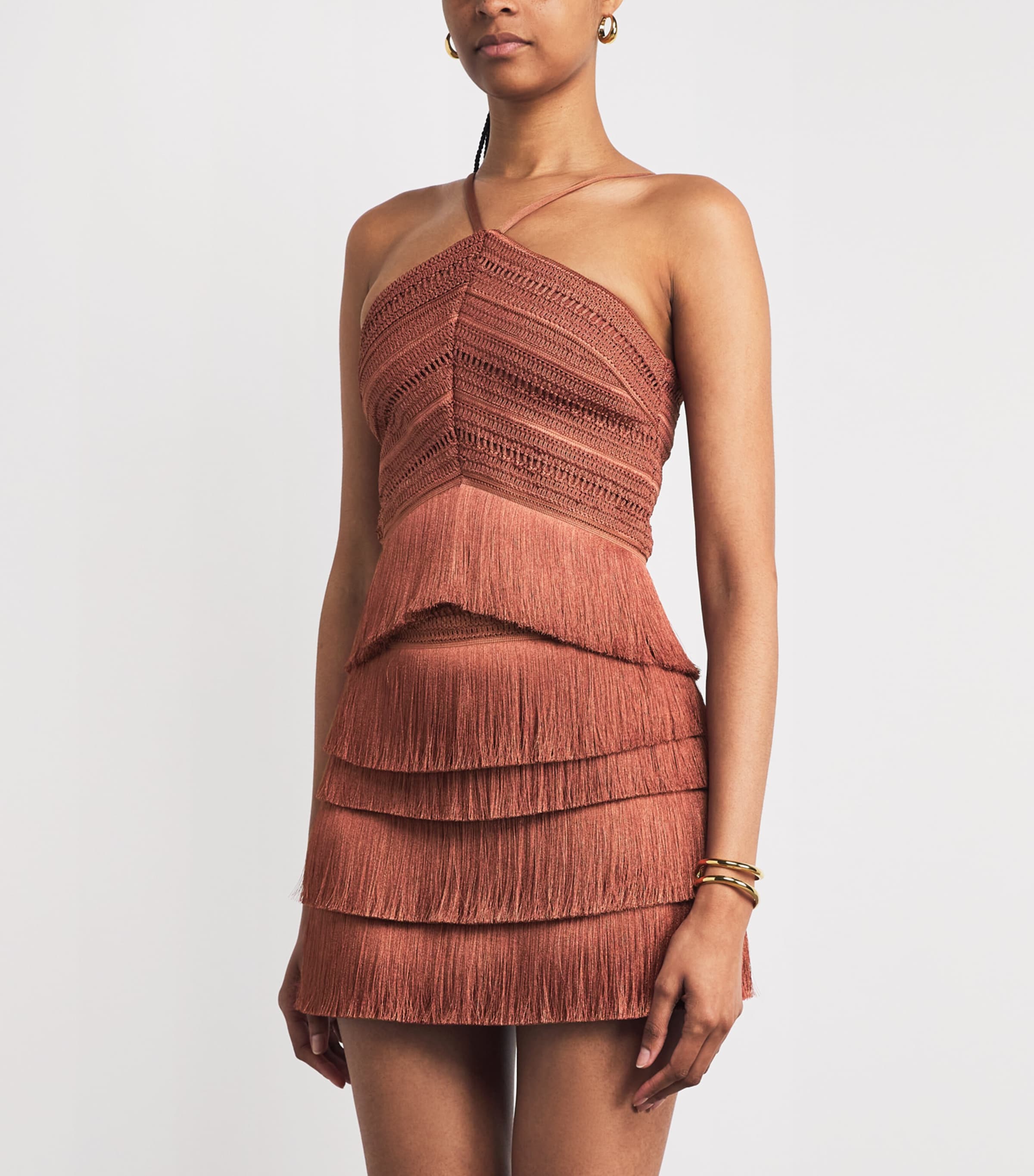 Fringe Halterneck Top BROWN Image 3