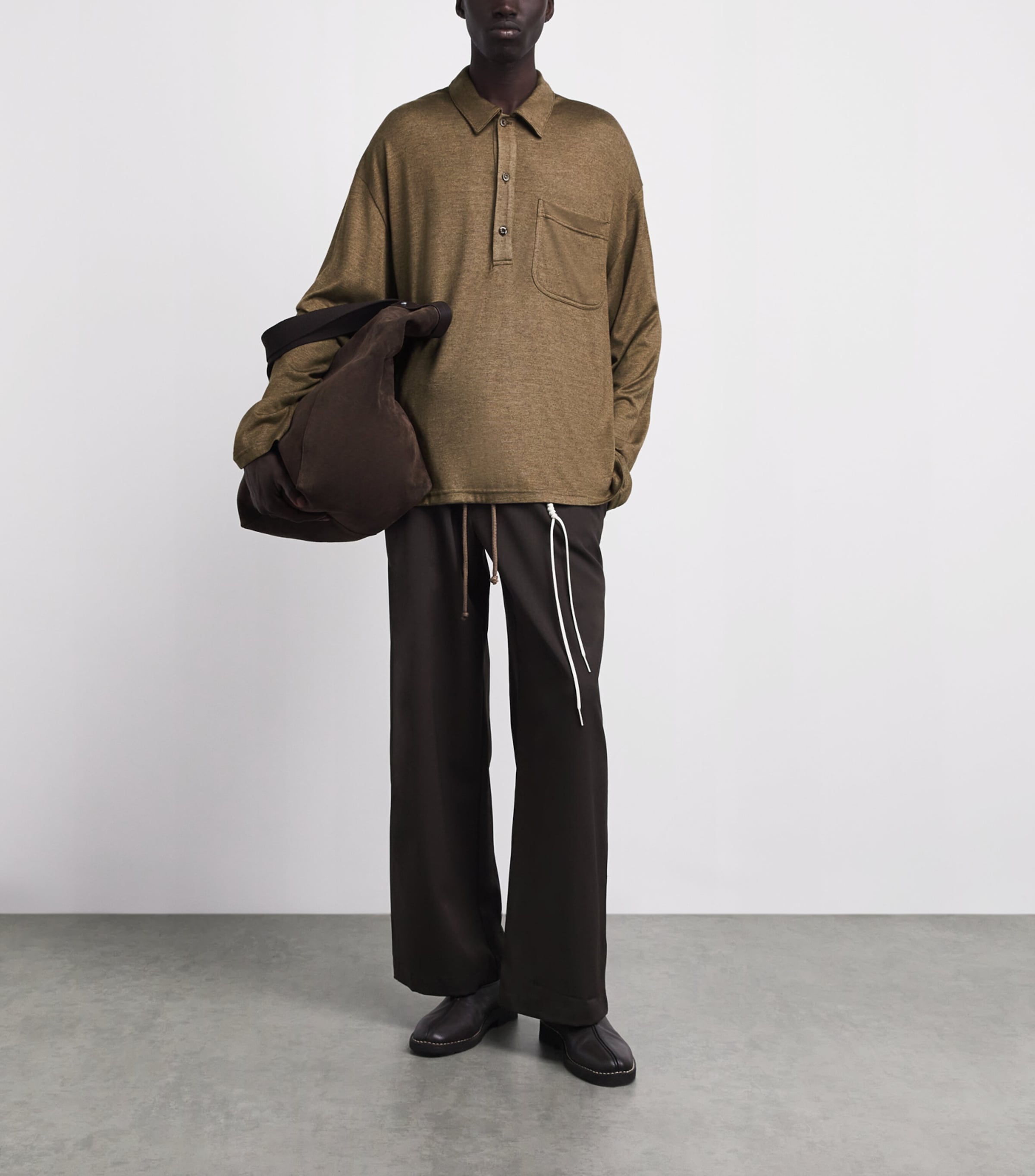 Song For The Mute Mens Polo Sweater Taupe Image 2