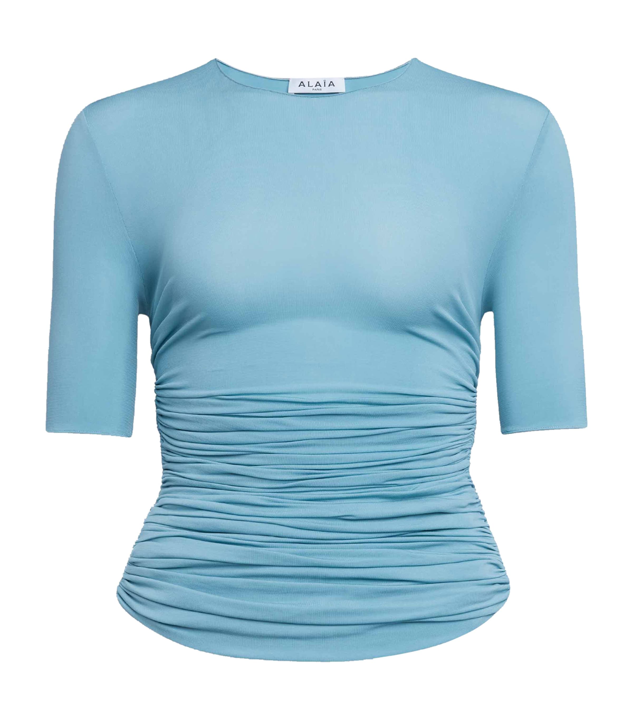Alaïa Jersey Gathered T-shirt In Blue