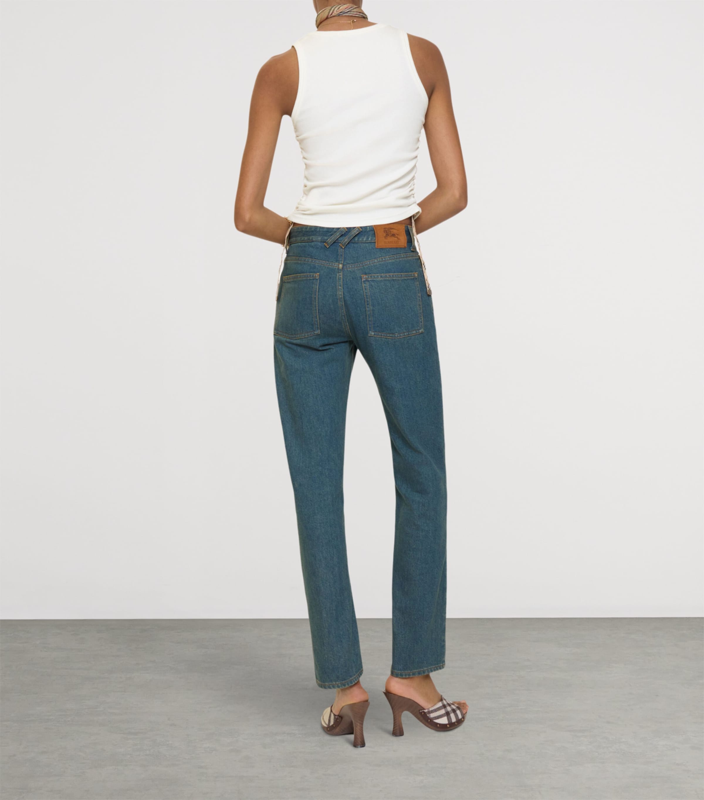 Burberry Womens Heavyweight Mid-Rise Straight Jeans Mid Blue Image 3