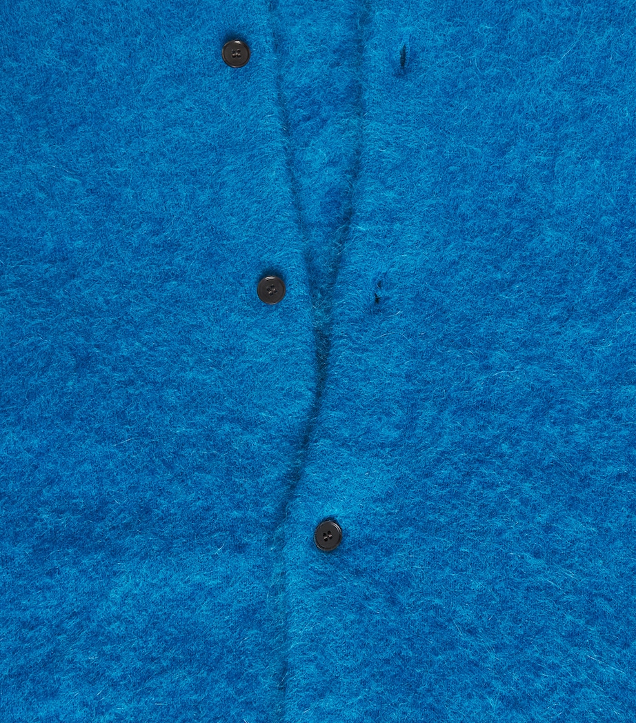 Auralee Mens Alpaca Garment-Dyed Cardigan Blue Image 6