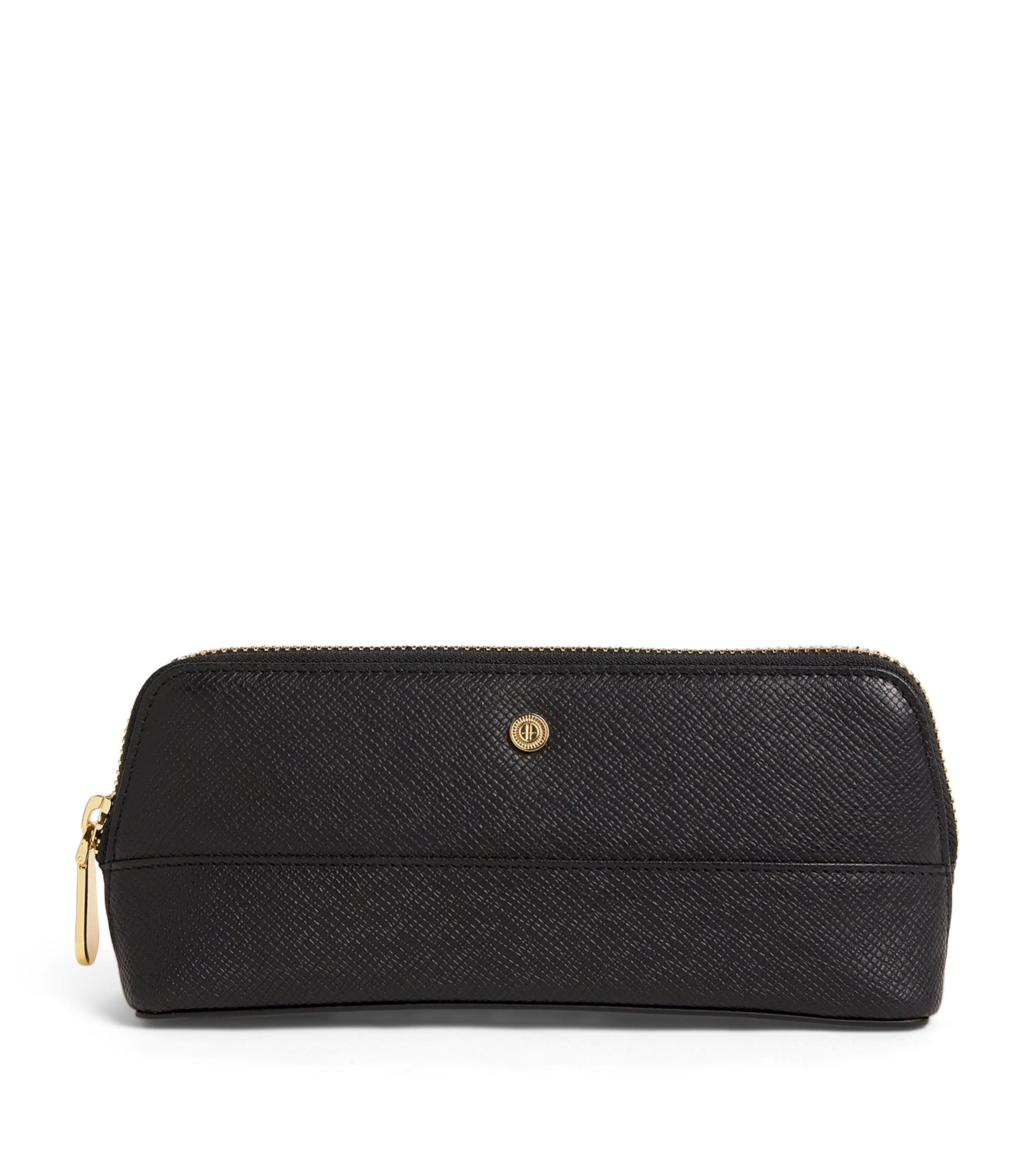 Harrods Leather Pencil Case In Black