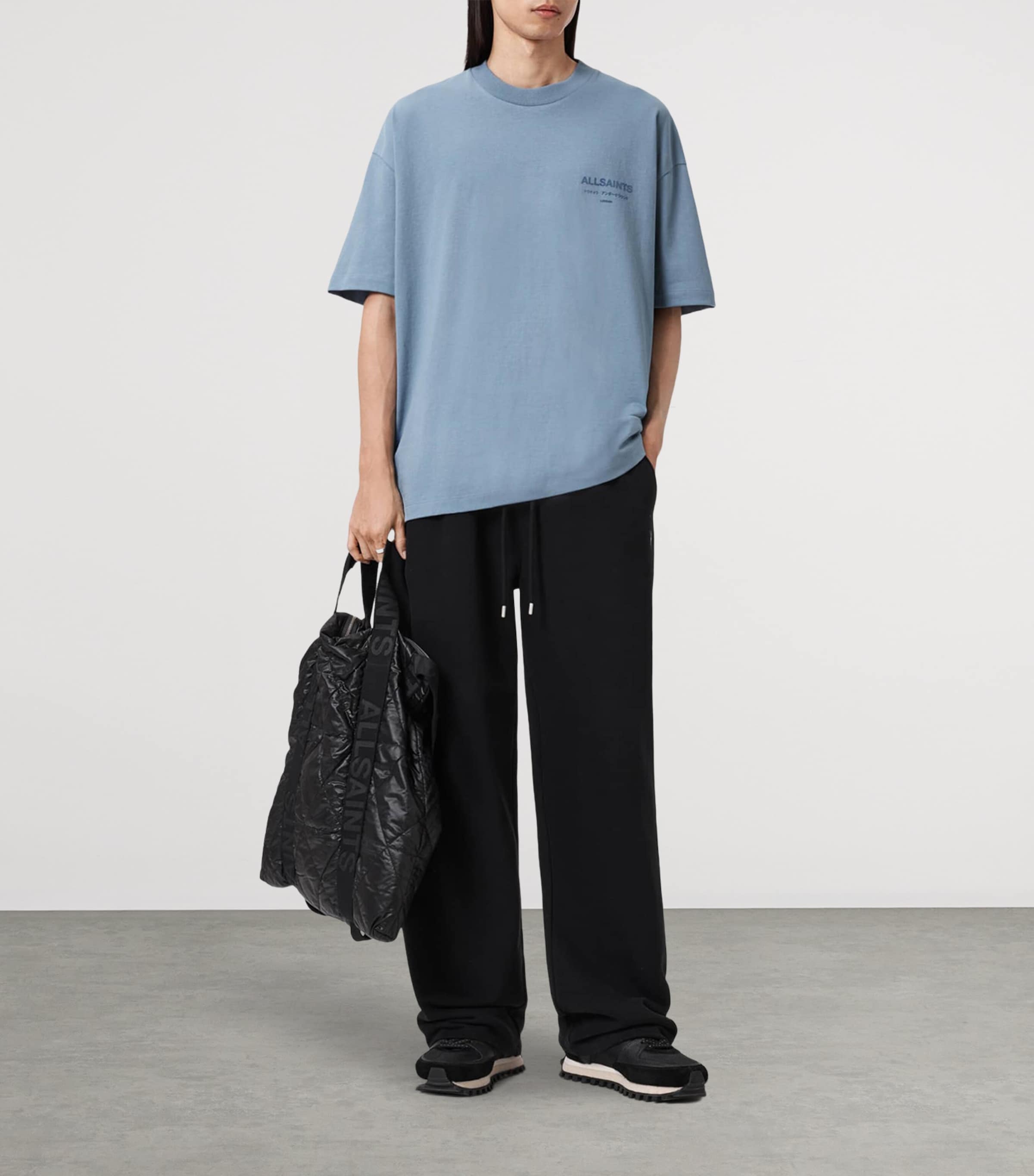 AllSaints Mens Organic Cotton Xander T-Shirt Coastline Blue Image 5