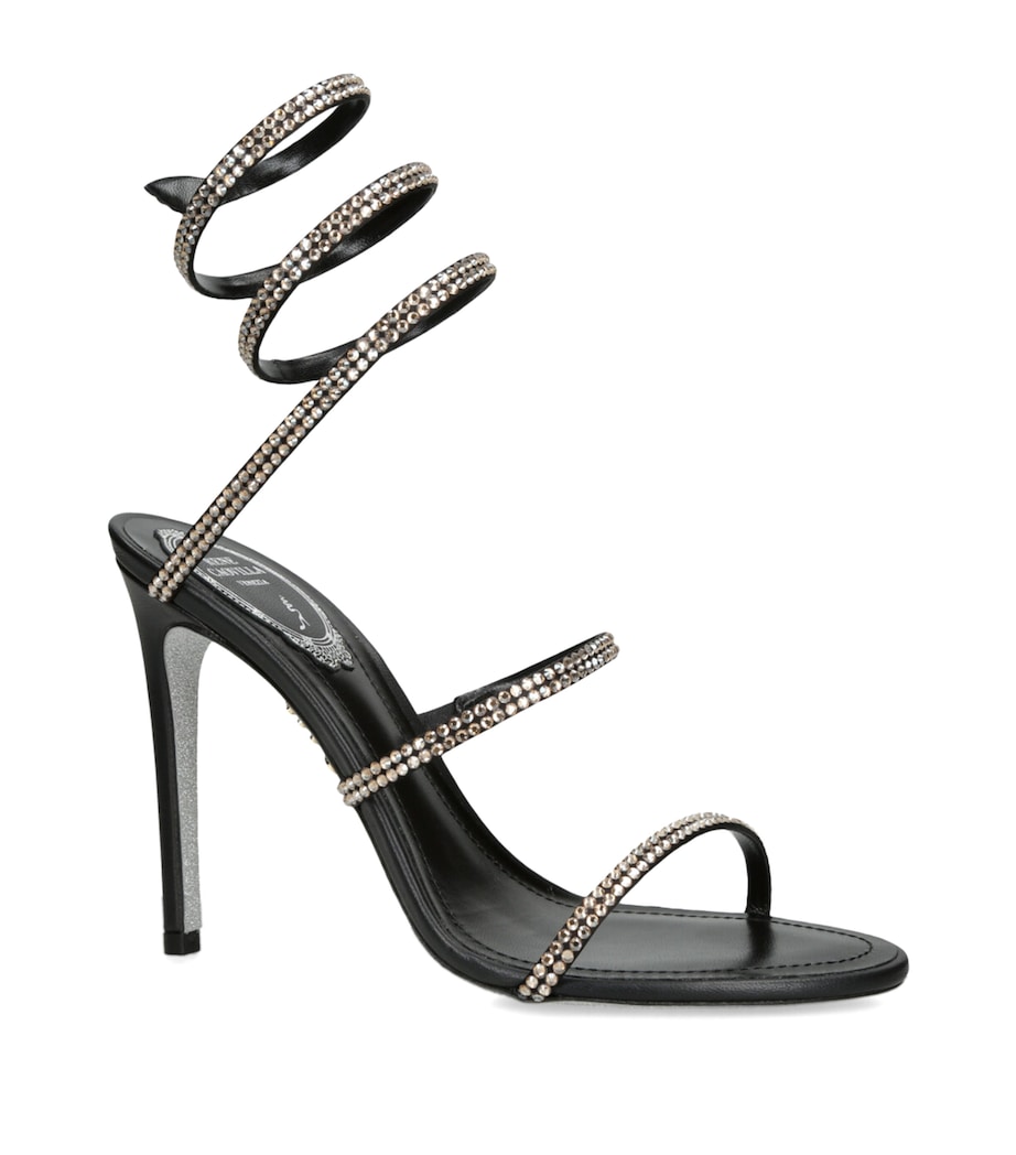 René Caovilla Leather Embellished Cleo II Heeled Sandals 105 Blk/other Image 3