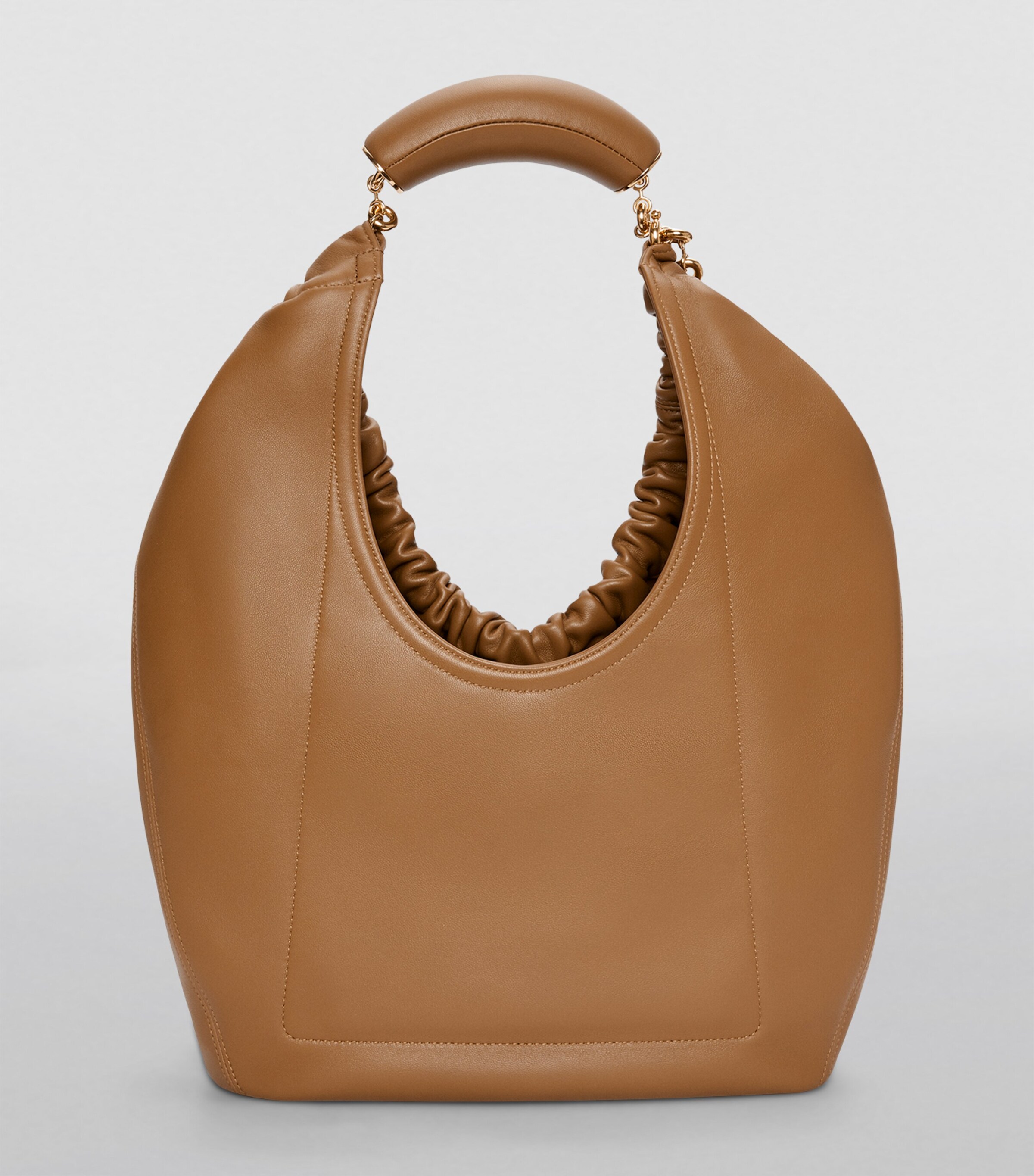 Medium Leather Squeeze Top-Handle Bag OAK Image 4