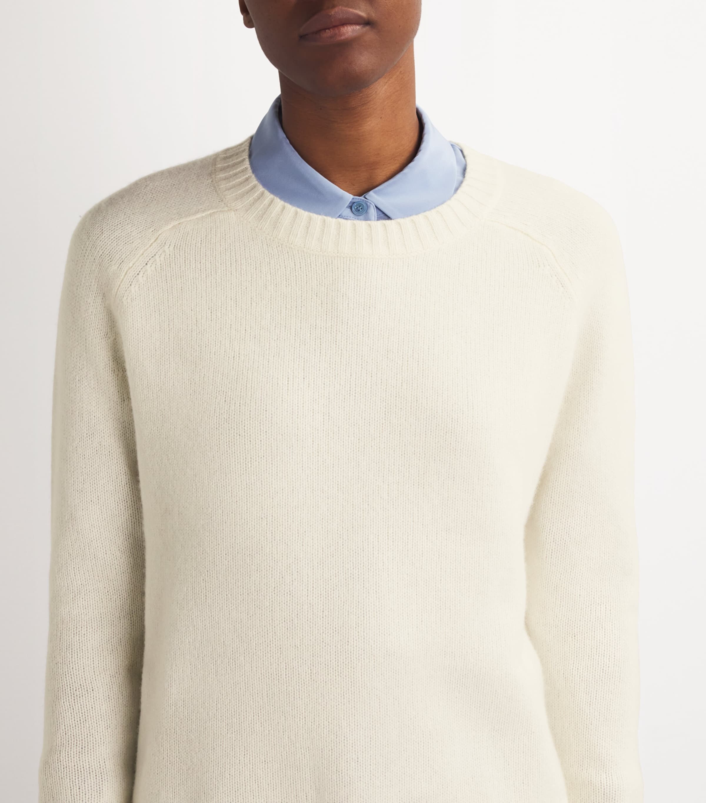 Open Cashmere Round-Neck Sweater IVORY Image 6