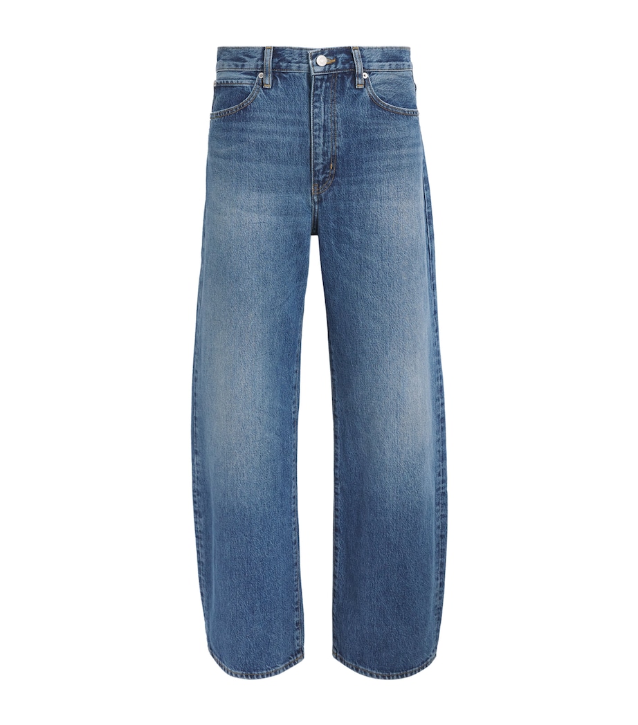 FRAME Womens The Bow High-Rise Barrel-Leg Jeans Soundwave Image 1