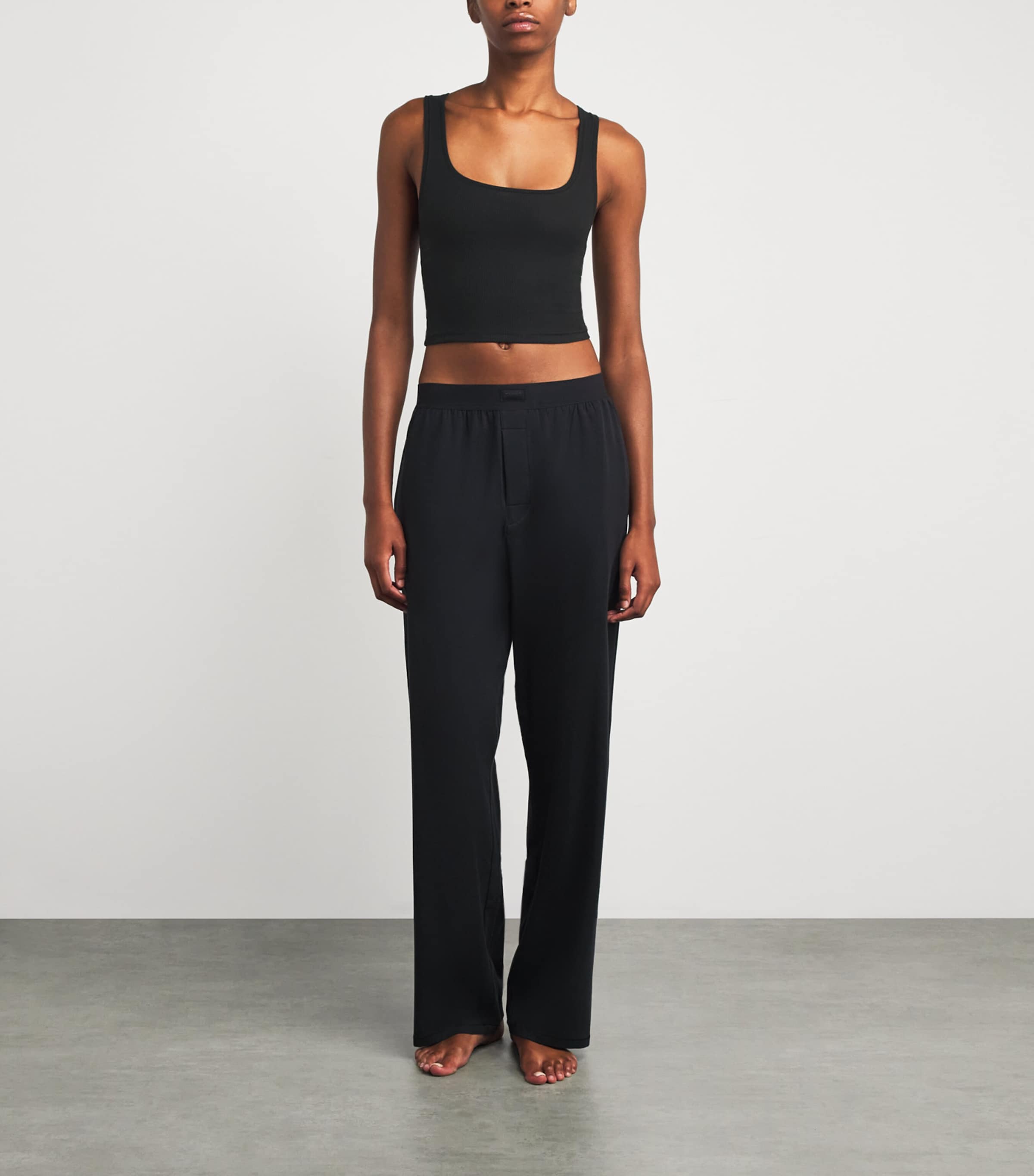 Cotton Ribbed Cropped Tank Top SOOT Image 6