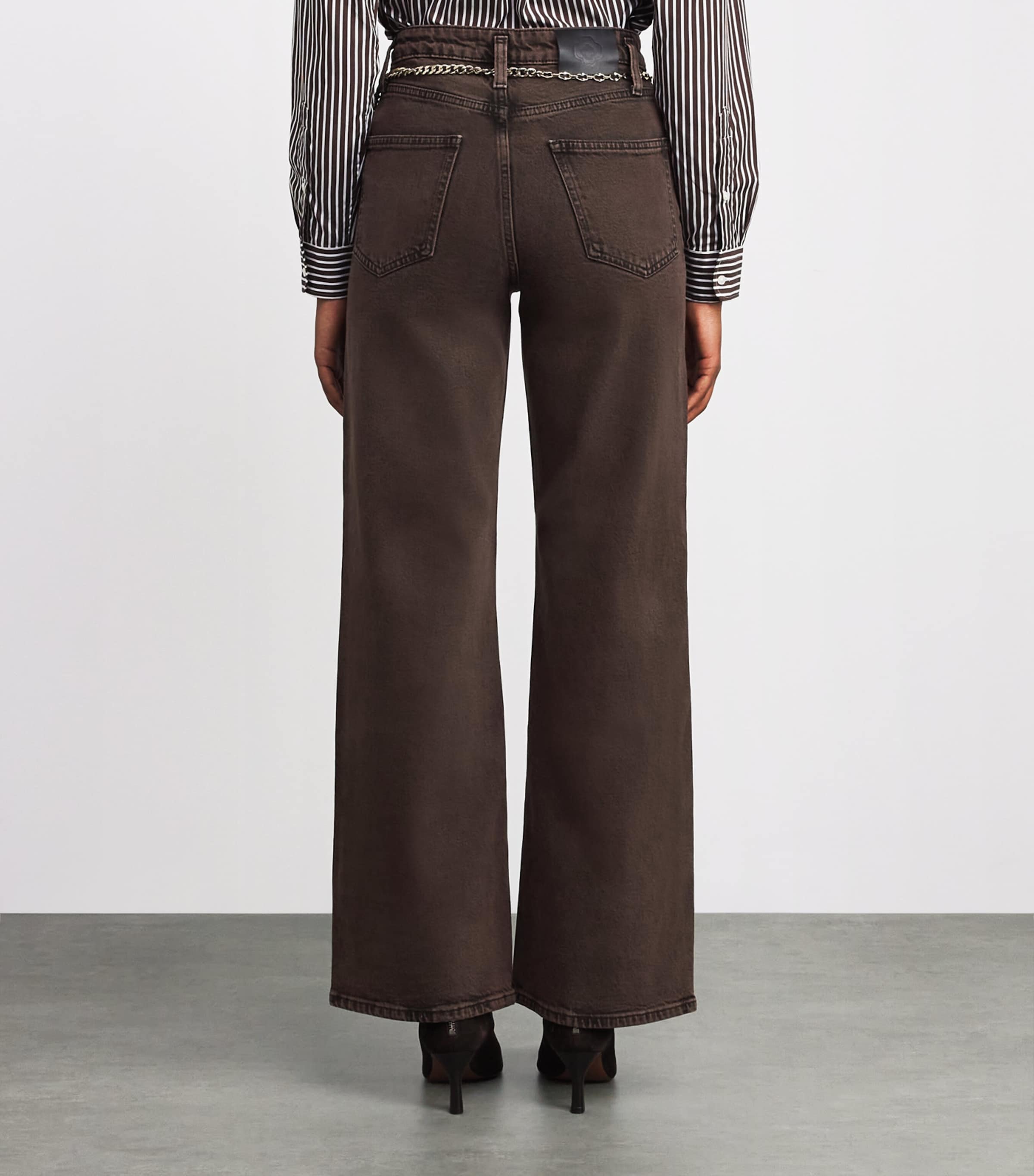 Chain-Detail Wide-Leg Jeans BROWN Image 4