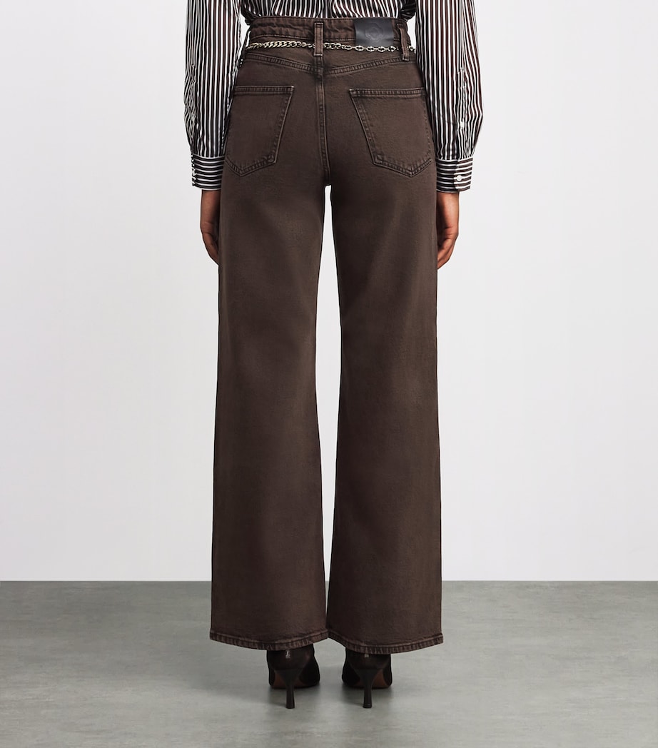 Chain-Detail Wide-Leg Jeans BROWN Image 4