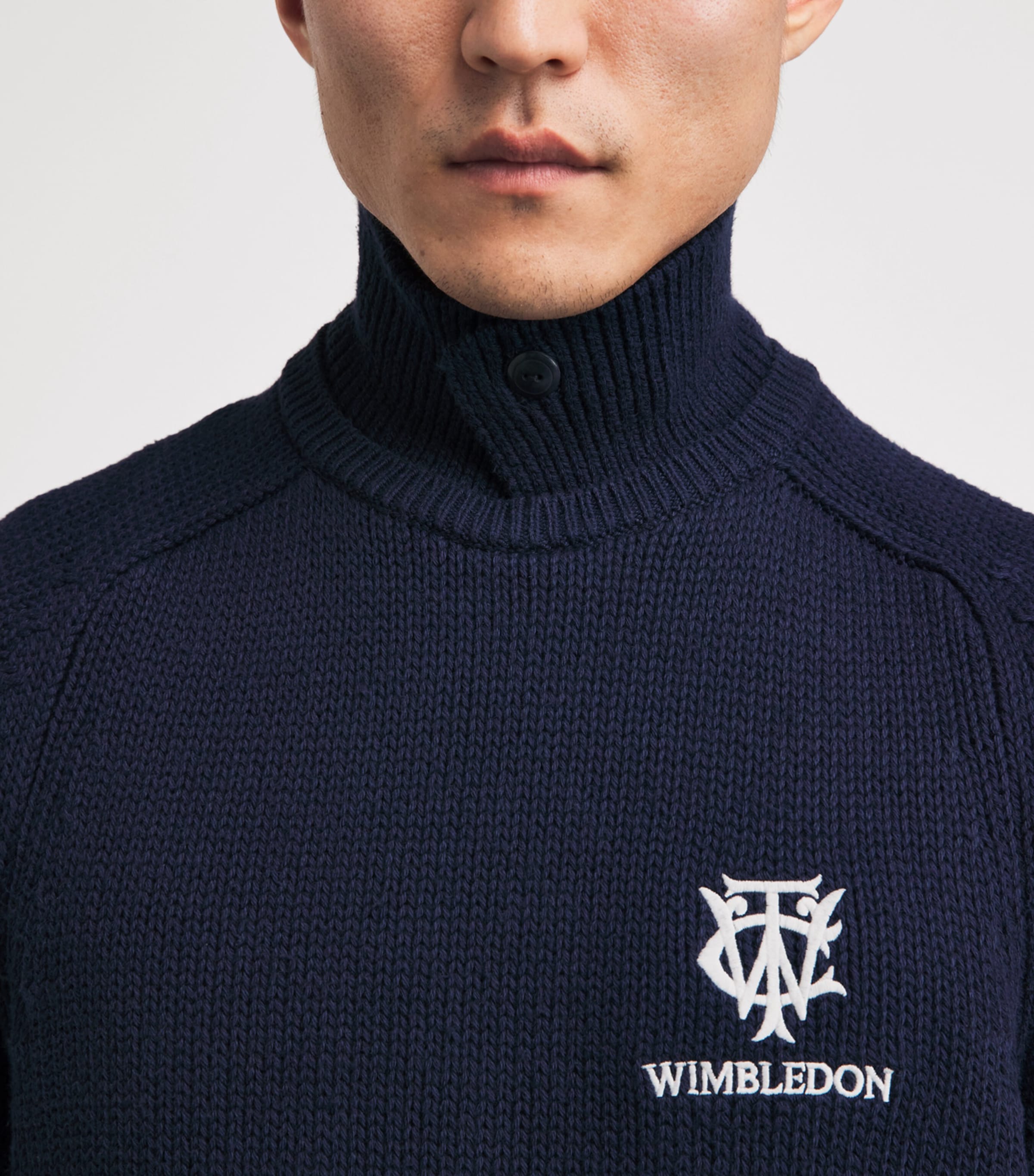 RLX Ralph Lauren Mens x Wimbledon Cotton Polo Sweater Refined Navy Image 3