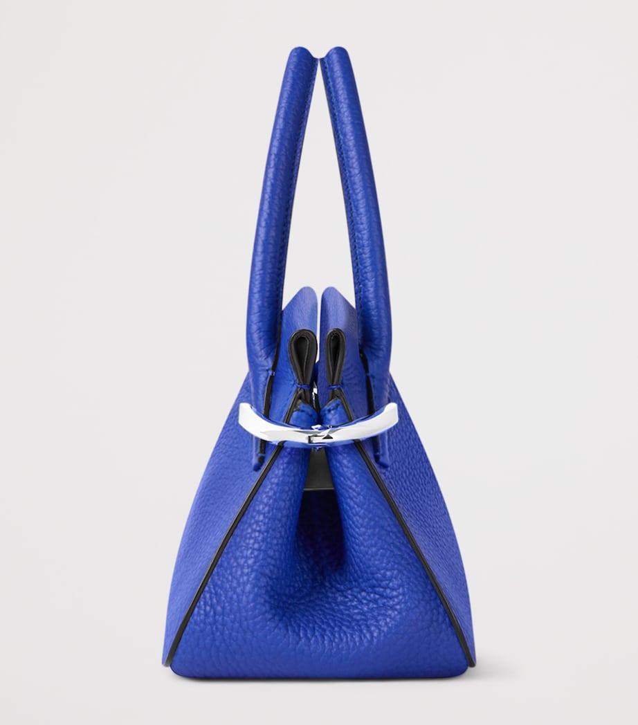 Mini Leather Pinch Top-Handle Bag COBALT BLUE Image 3