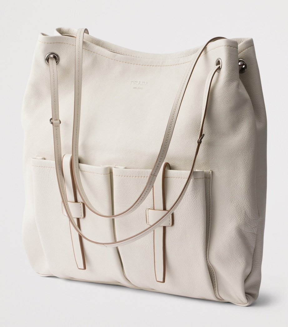Prada Large Leather Route Shoulder Bag Neutral Image 3