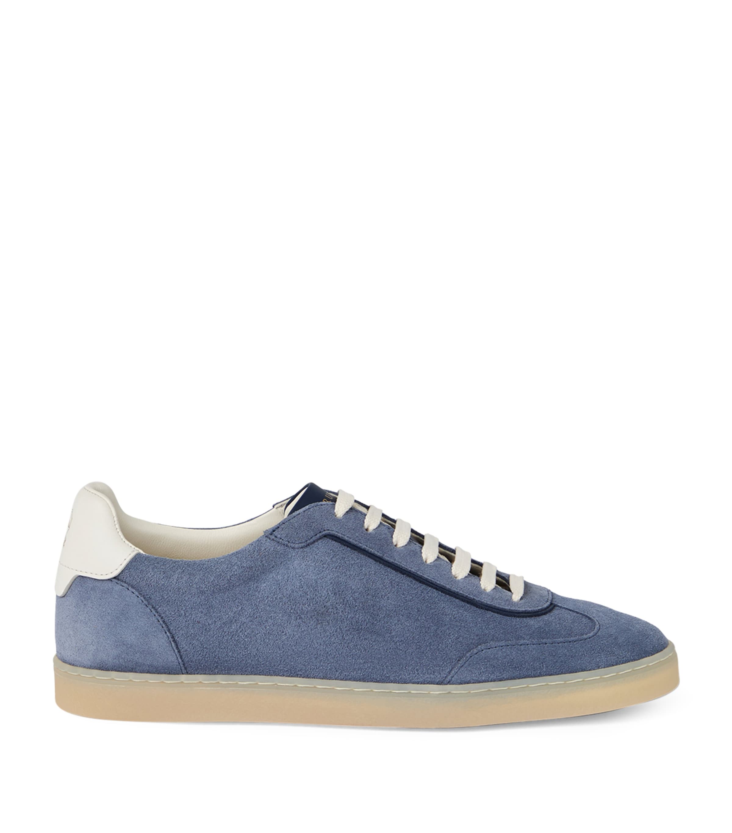 Brunello Cucinelli Suede Low-top Sneakers In Blue