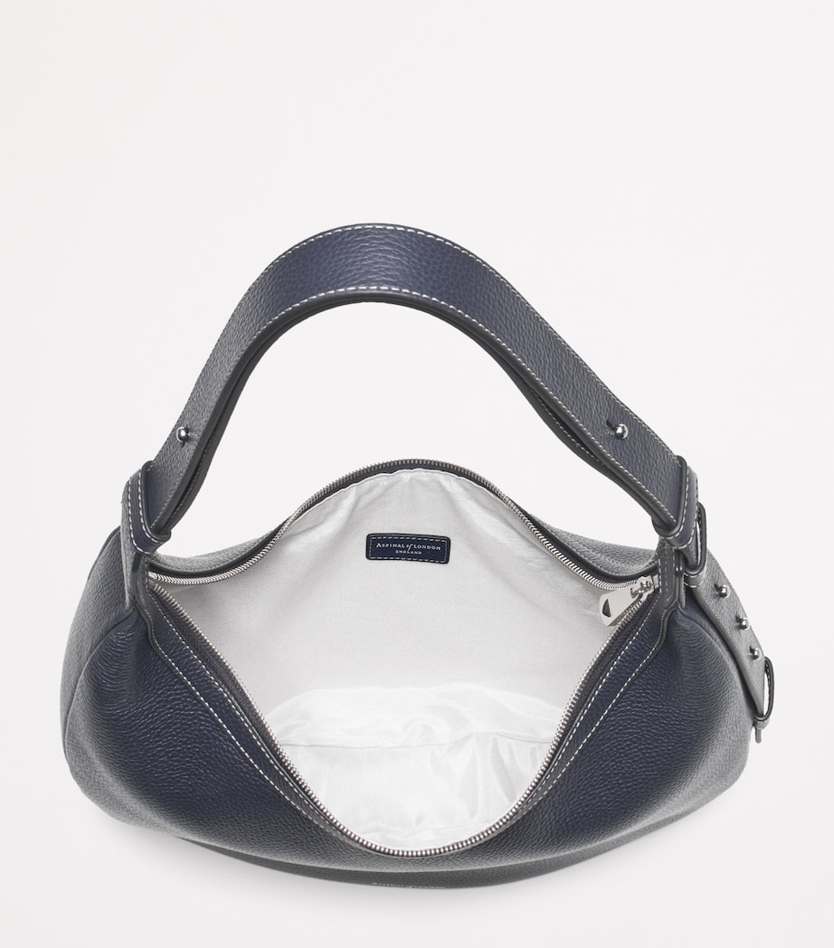 Leather Hudson Crescent Cross-Body Bag NAVY Image 4