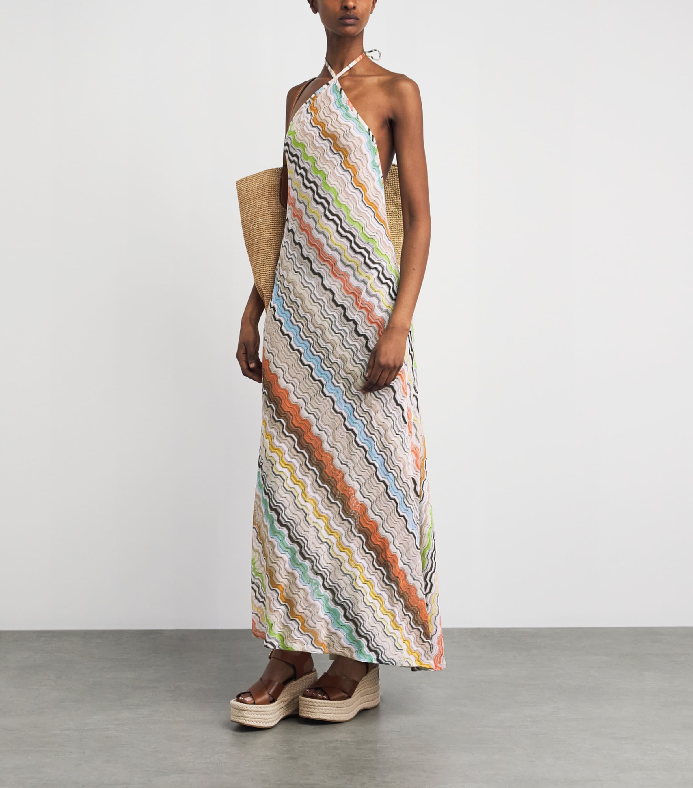 Missoni Womens Zigzag Halterneck Maxi Dress Smsnp Multicolor Image 2