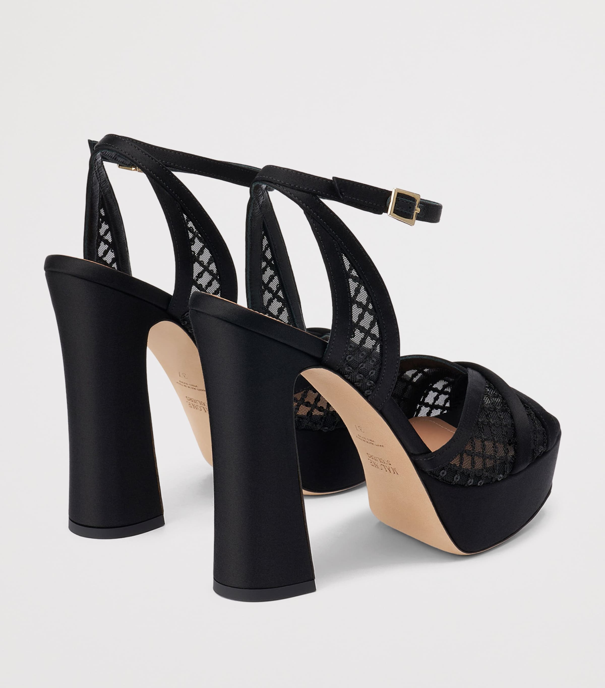 Malone Souliers Sequin Mesh Sylvie Platform Sandals 125 Black Image 4