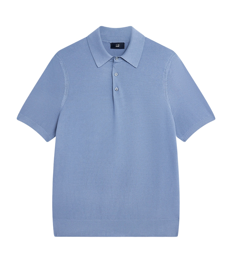 Dunhill Mens Cotton Piqué Polo Shirt Blue Image 1