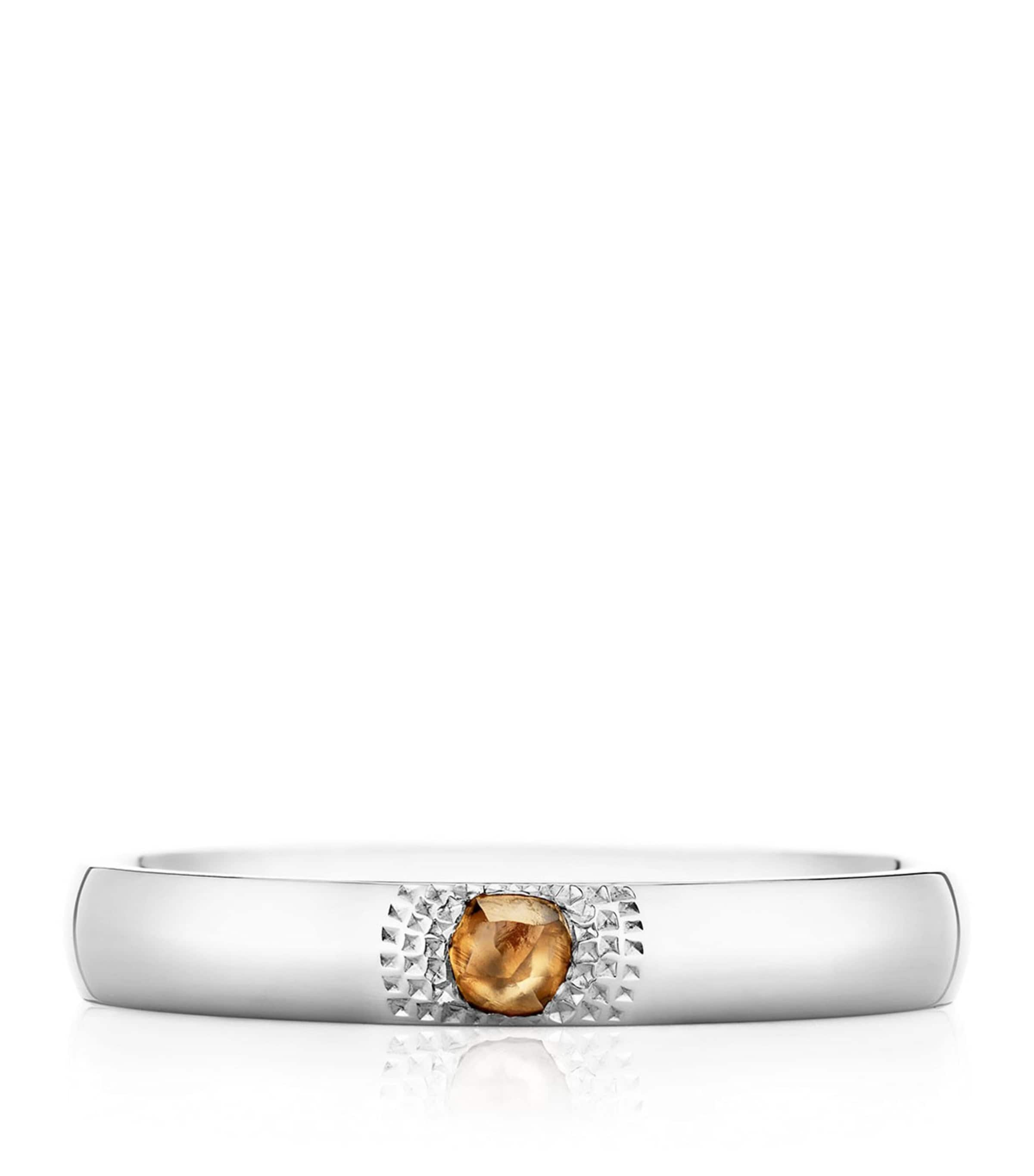 De Beers Small White Gold And Diamond Talisman Band In Metallic