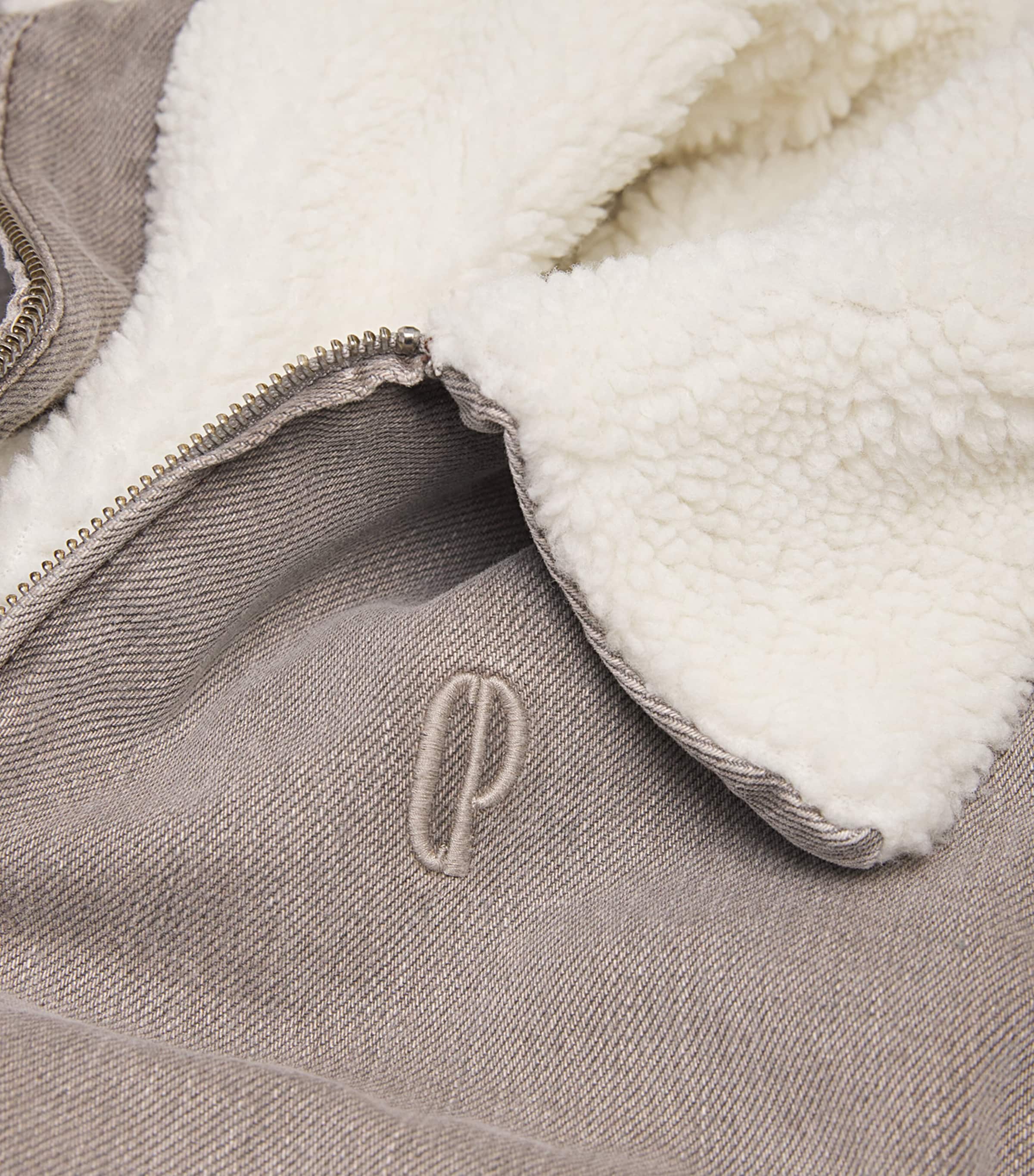 Fleece-Lined Denim Jacket GREY BEIGE Image 5