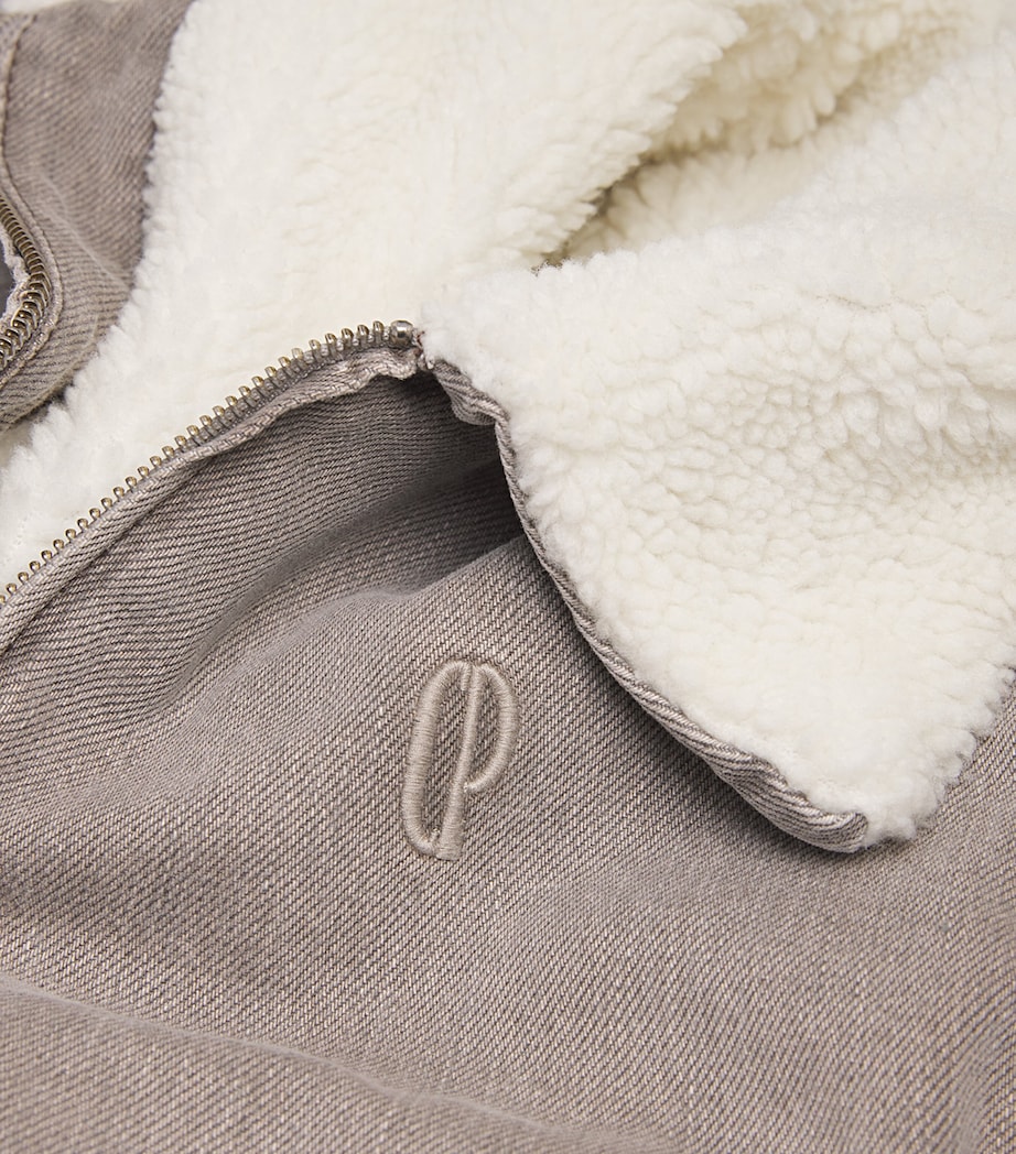 Fleece-Lined Denim Jacket GREY BEIGE Image 5