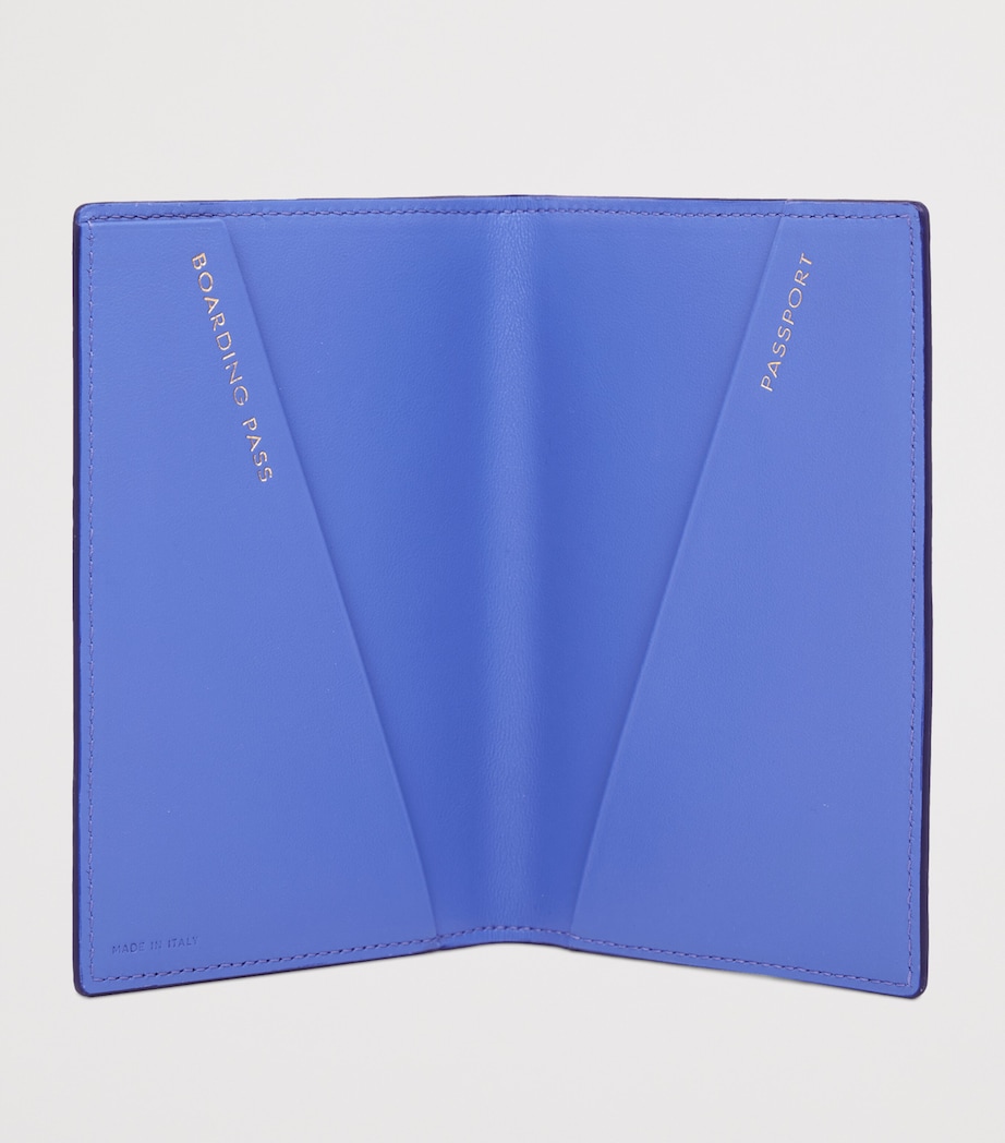 Smythson Calfskin Panama Passport Cover Ultra Violet Image 2