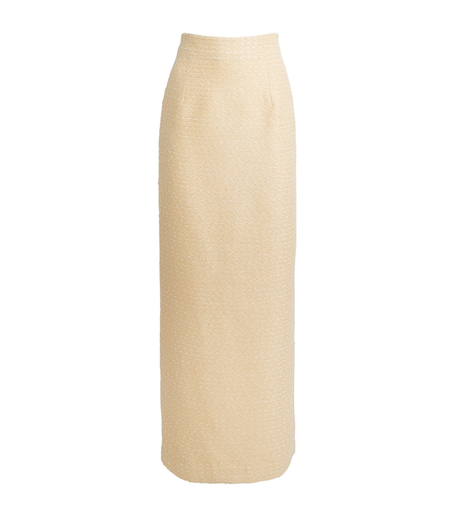 Huishan Zhang Womens Tweed Vania Pencil Skirt Pale Yellow Image 1