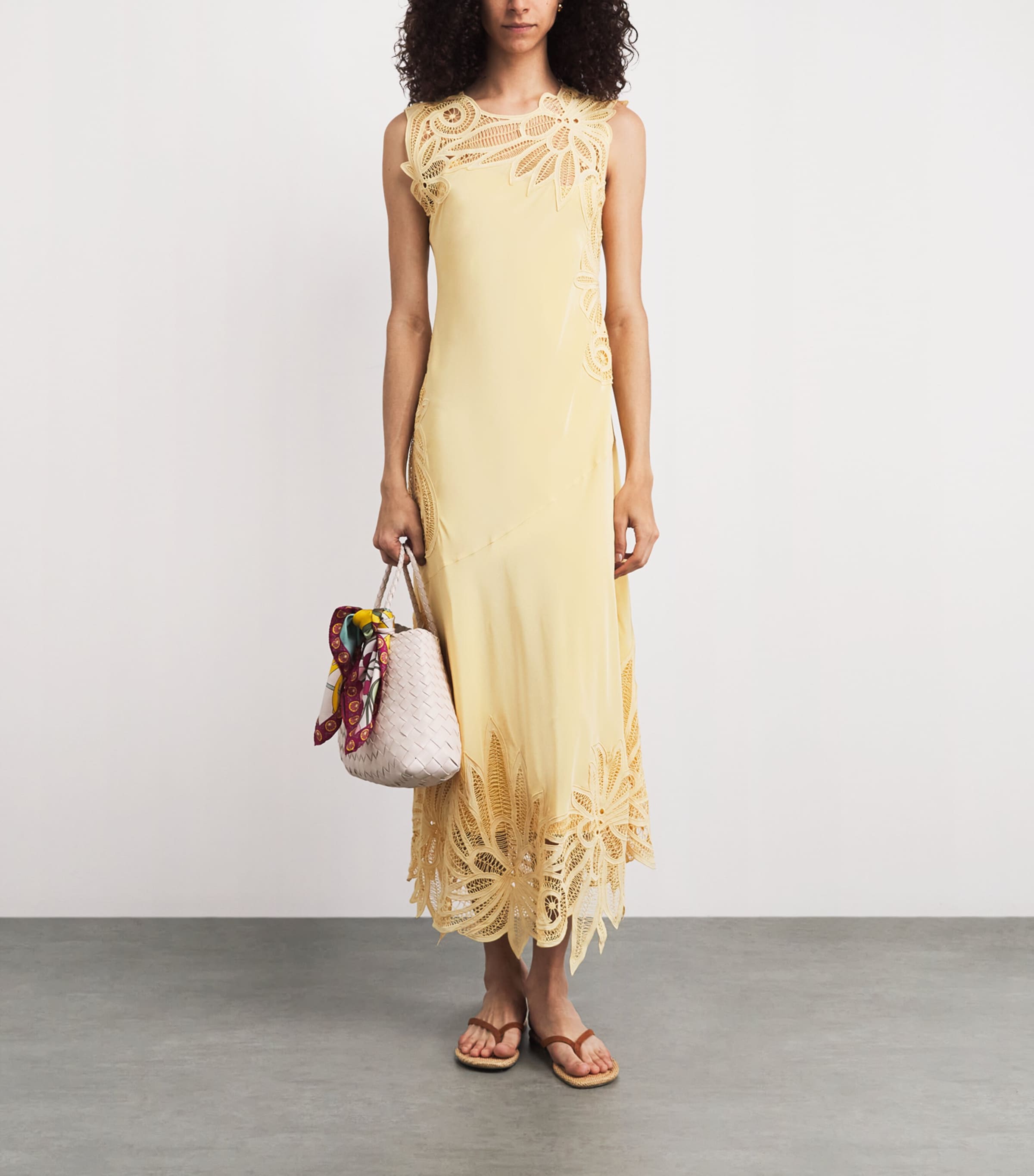 Ulla Johnson Womens Silk Lace Appliqué Idra Maxi Dress Dandelion Image 2