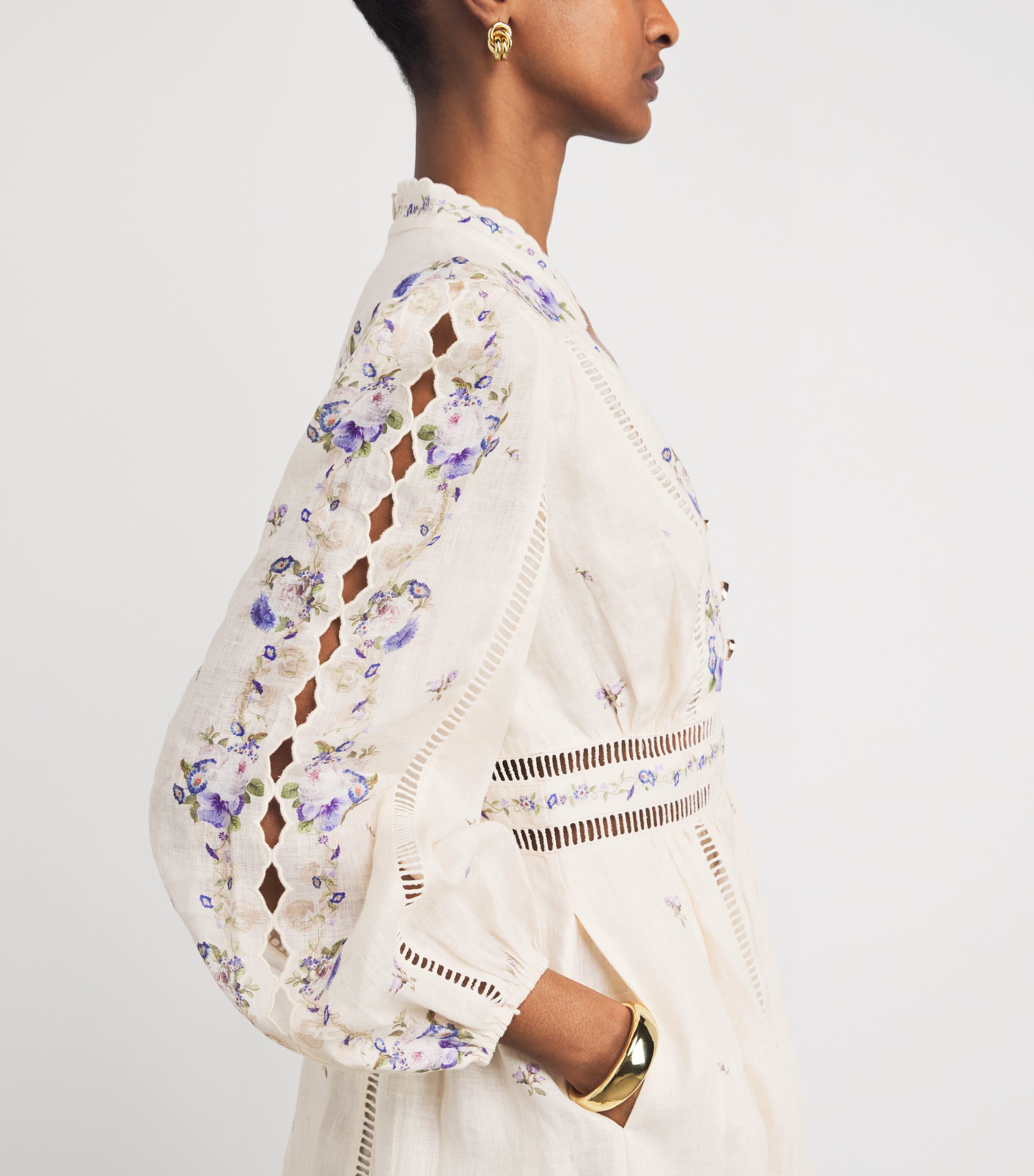 Linen Patience Mini Dress CREAM/PURPLE RSECPPR Image 5