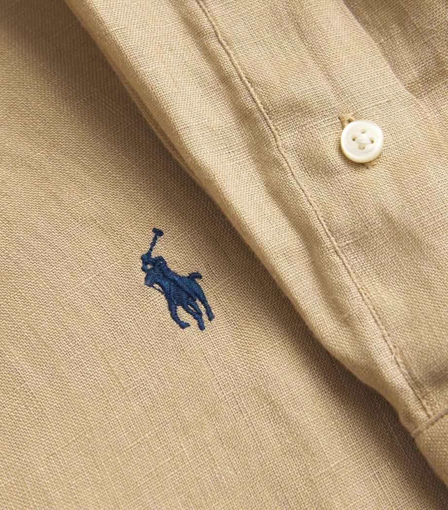 Polo Ralph Lauren Mens Linen Custom Fit Shirt Beige Image 5