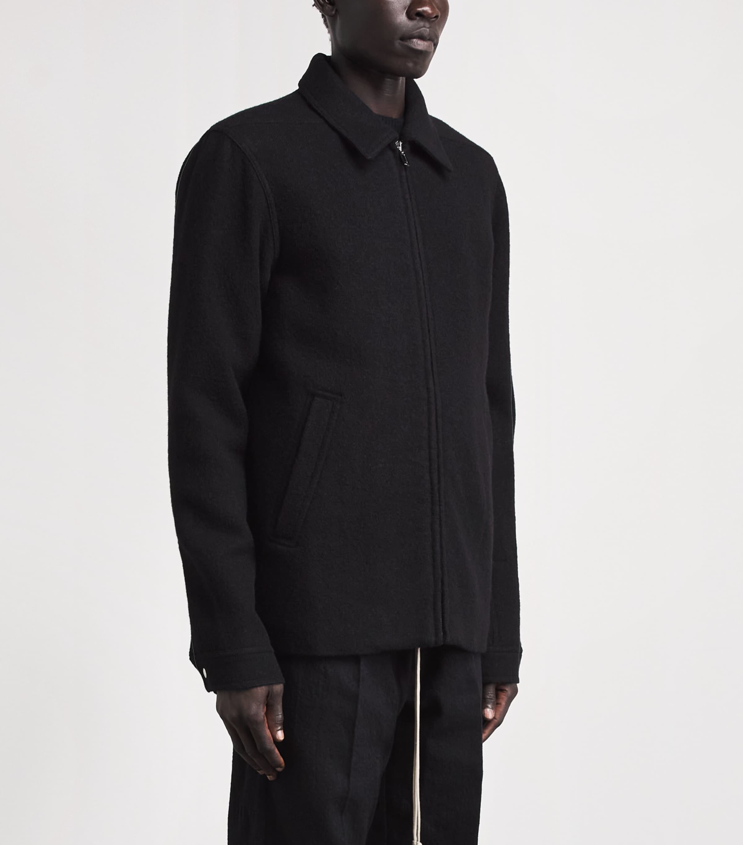 Rick Owens Mens Wool Cropped Brad Jacket Black Image 4
