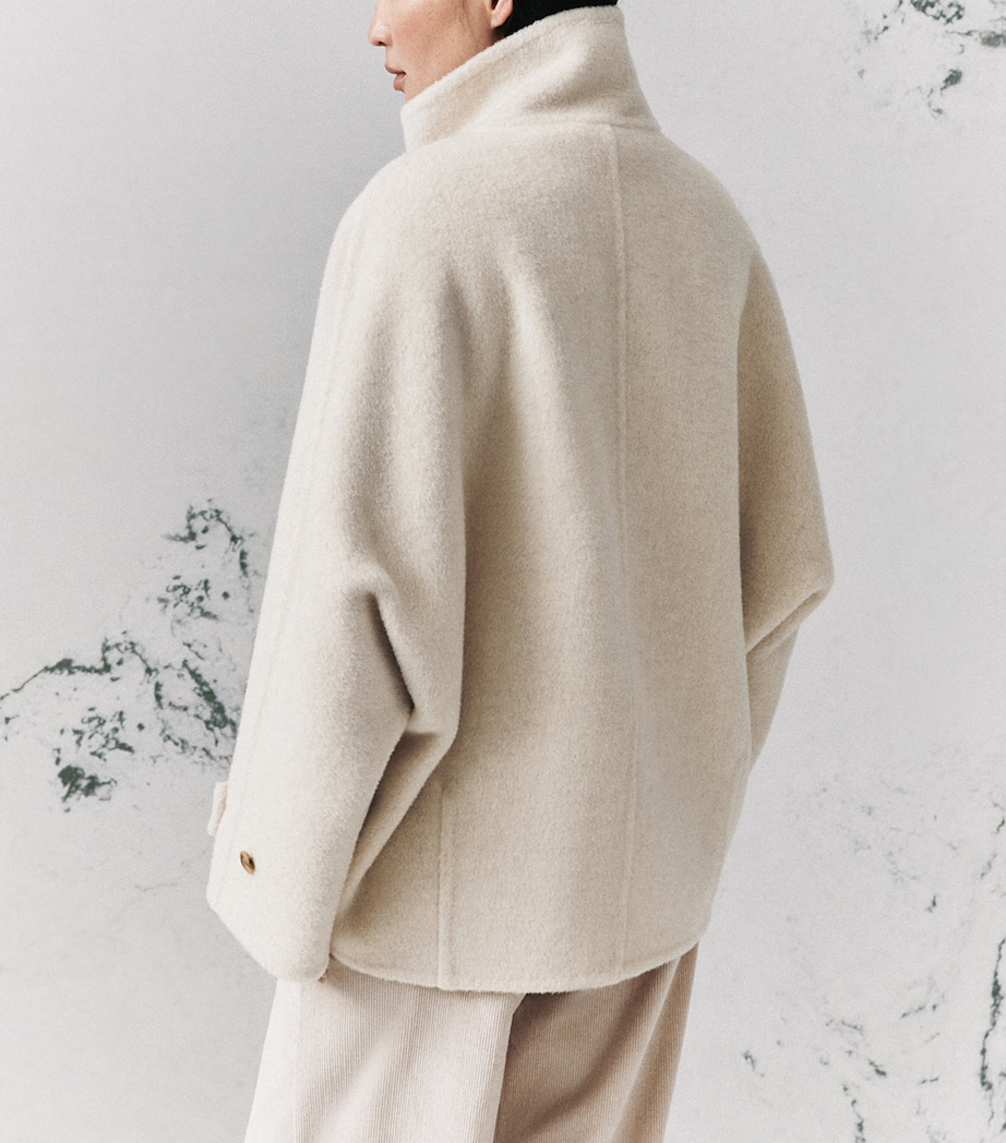 Marella Womens Wool-Alpaca Zip-Up Coat Turtledove Image 3