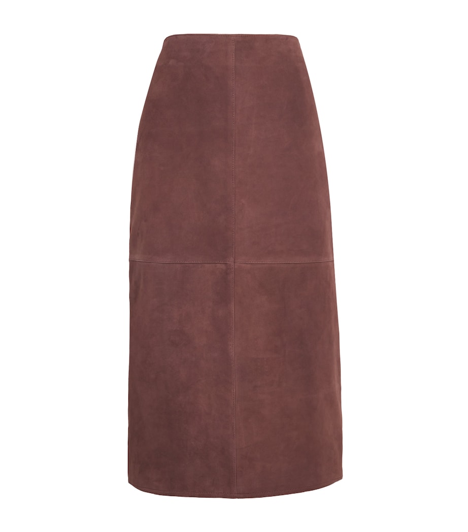 Faux Suede Midi Skirt WINE-COLOURED Image 1