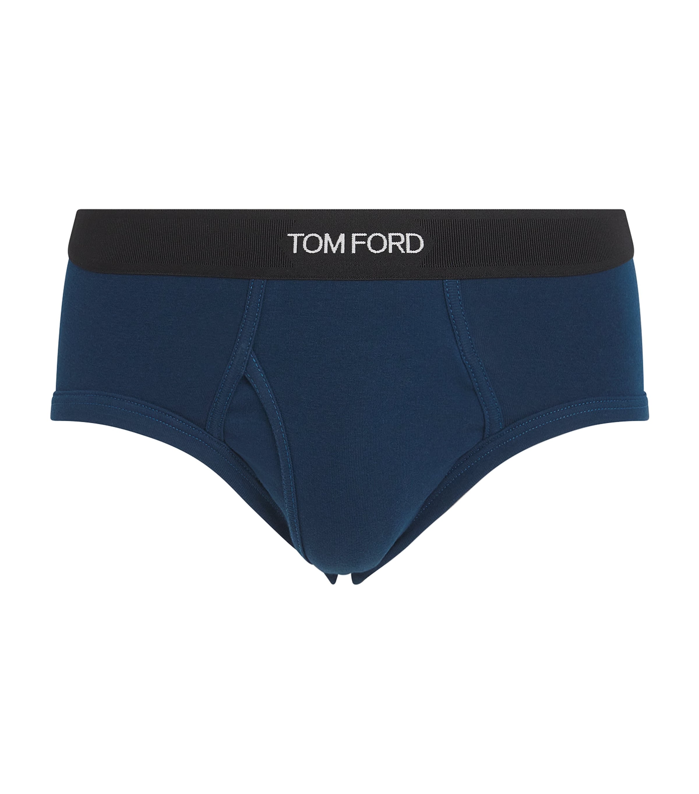 Tom Ford Stretch-cotton Logo Briefs In Blue