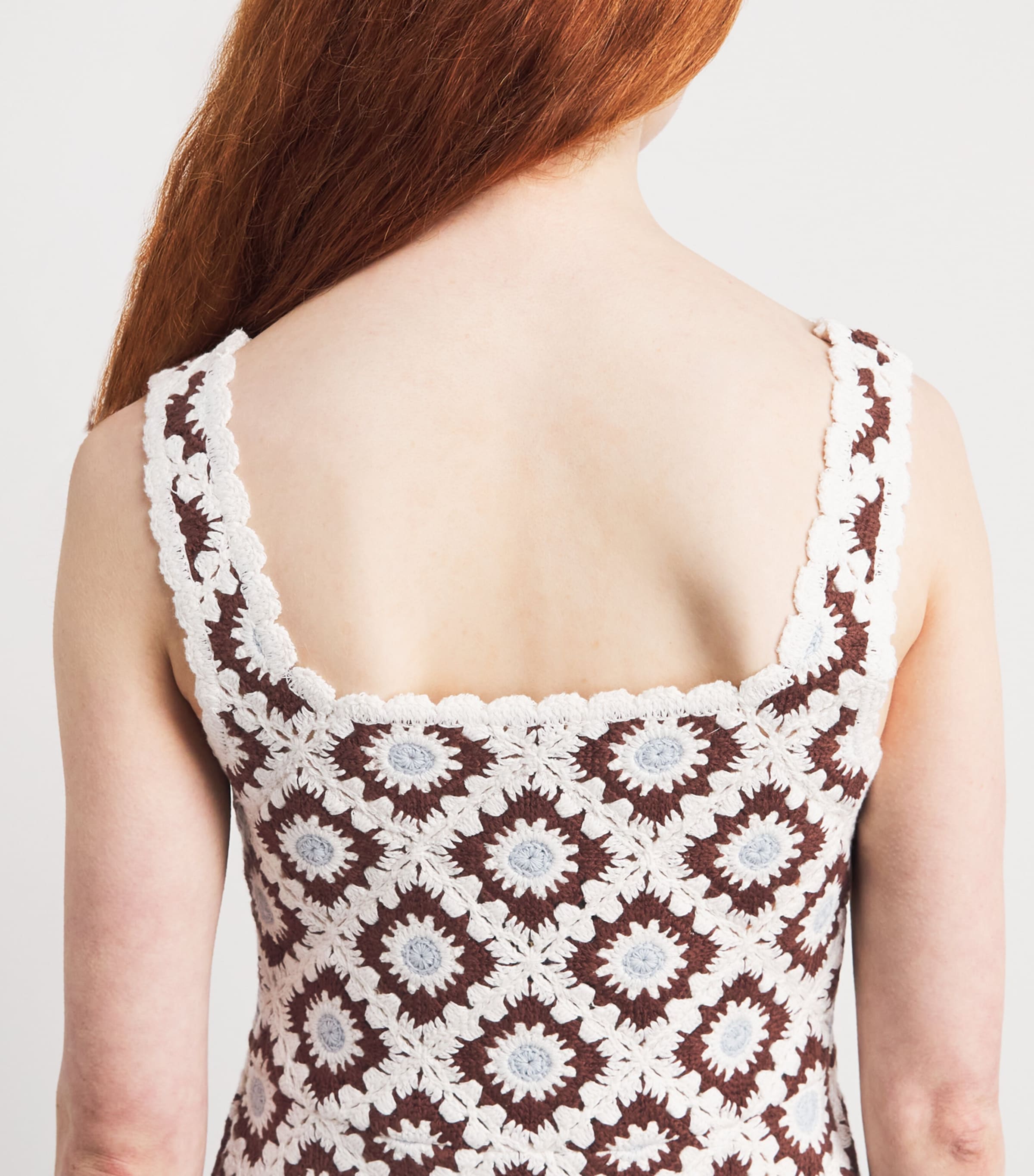 Maje Womens Crochet Floral Mini Dress Brown/blue Image 5