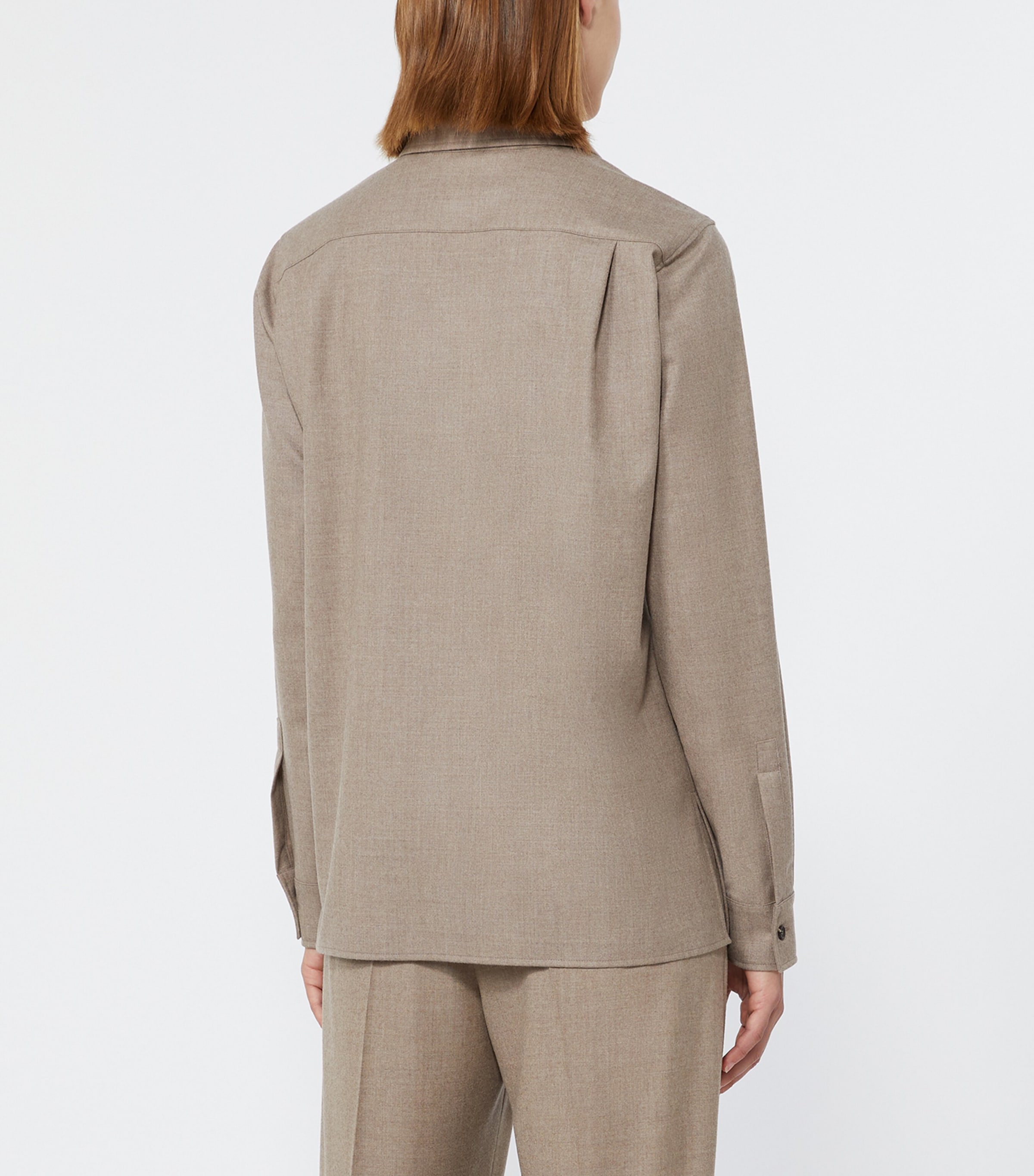 Max Mara Womens Stretch-Cashmere Shirt Sand Image 4