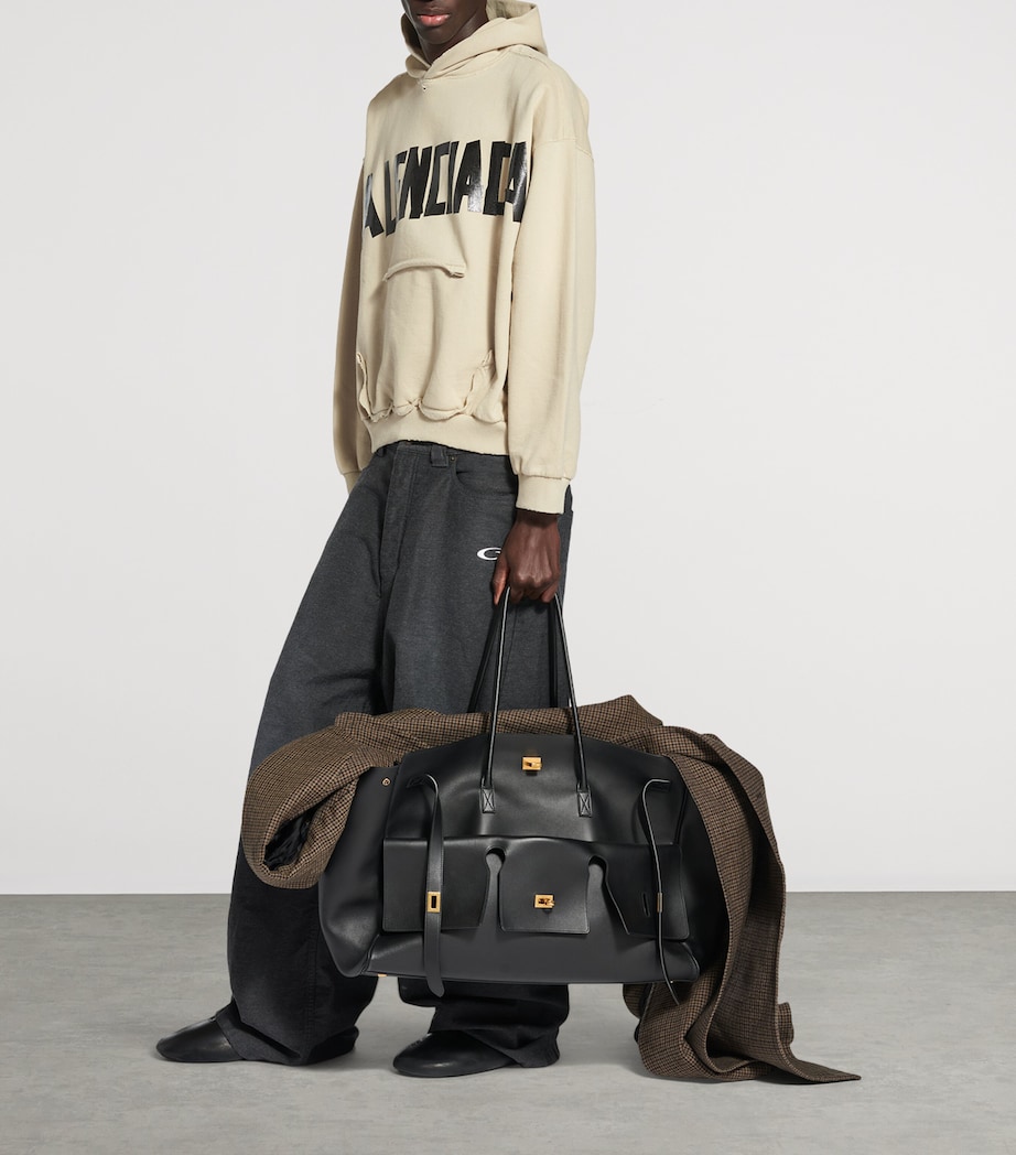 Cotton Distressed Tape Logo Hoodie 9501 Image 4