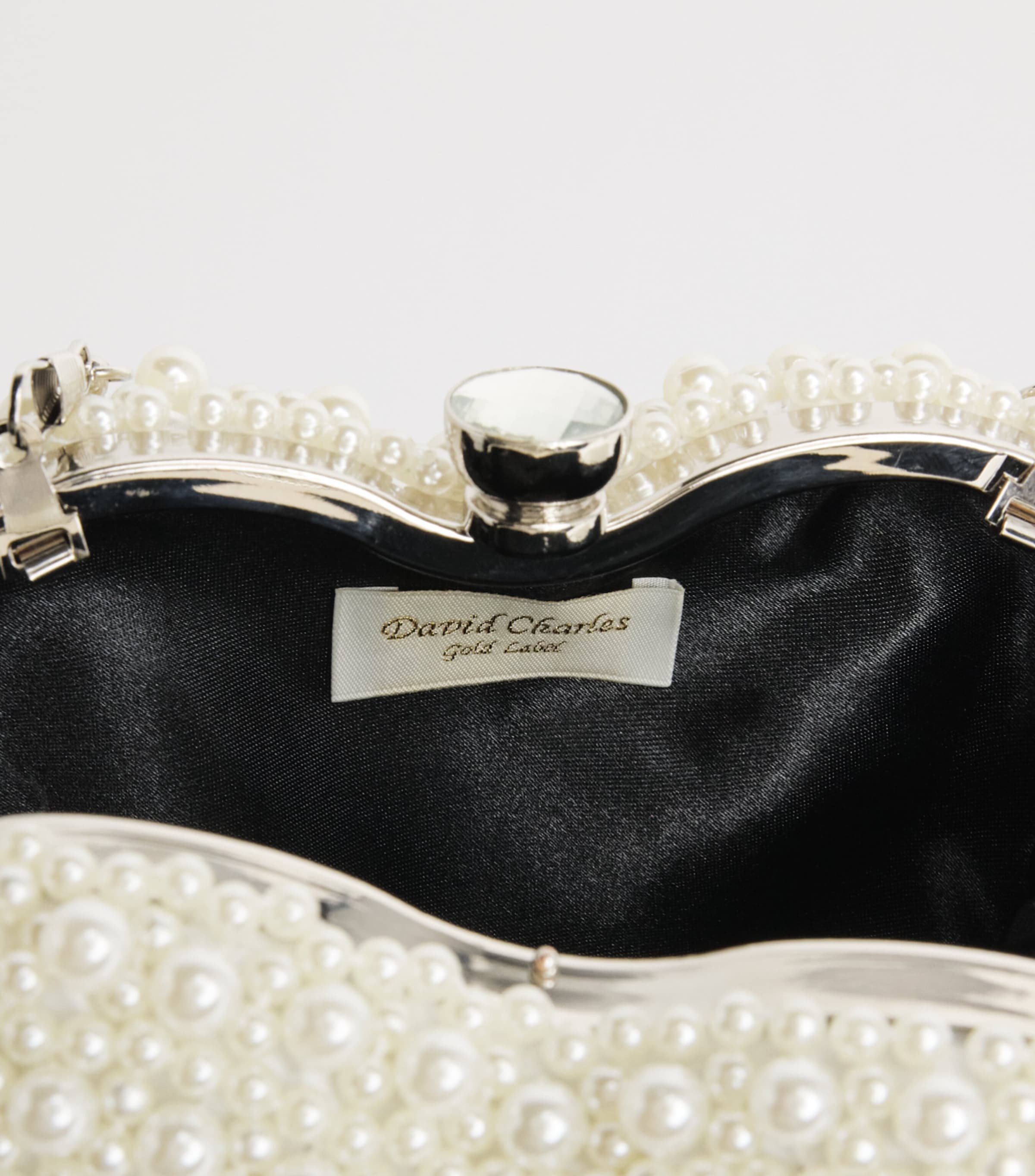 David Charles Embellished Faux Pearl Top-Handle Bag S Silver Image 3