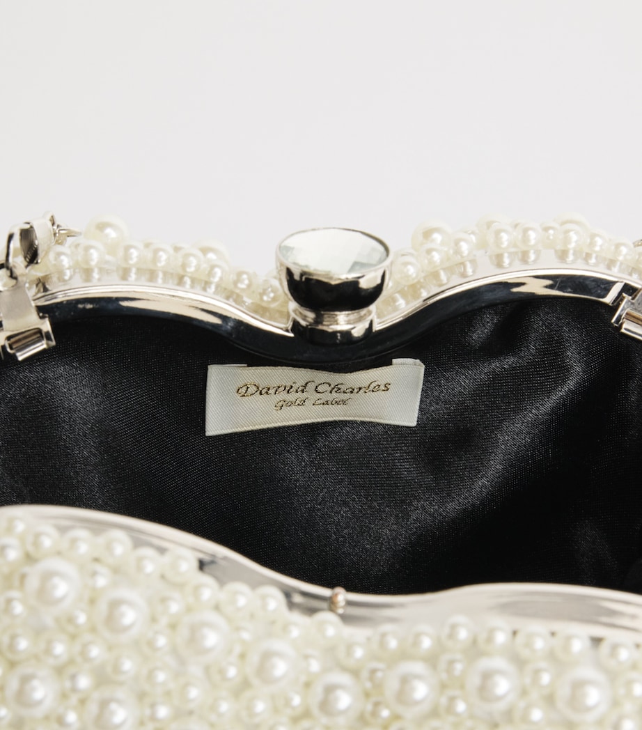 David Charles Embellished Faux Pearl Top-Handle Bag S Silver Image 3